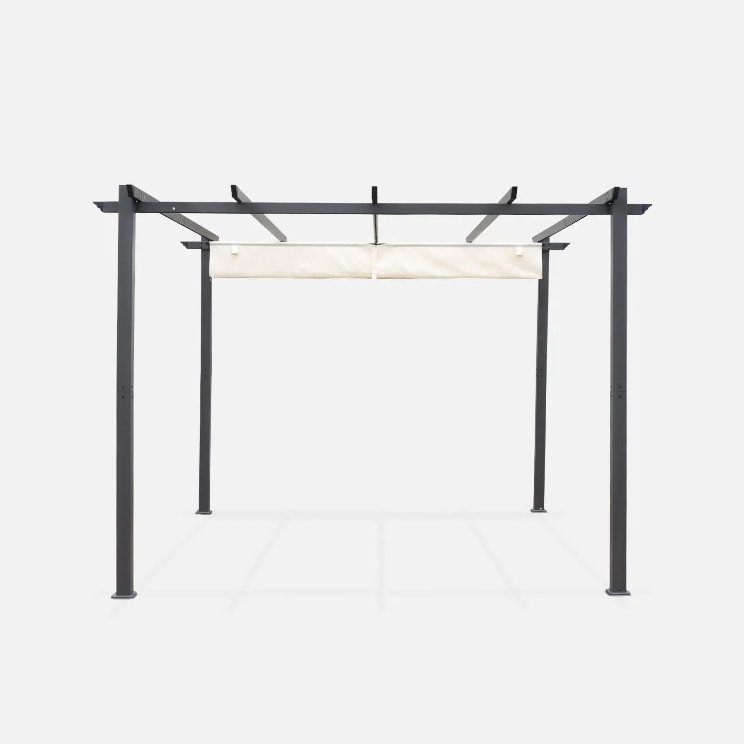 Pergola, aluminium, 3x3m, toile coulissante