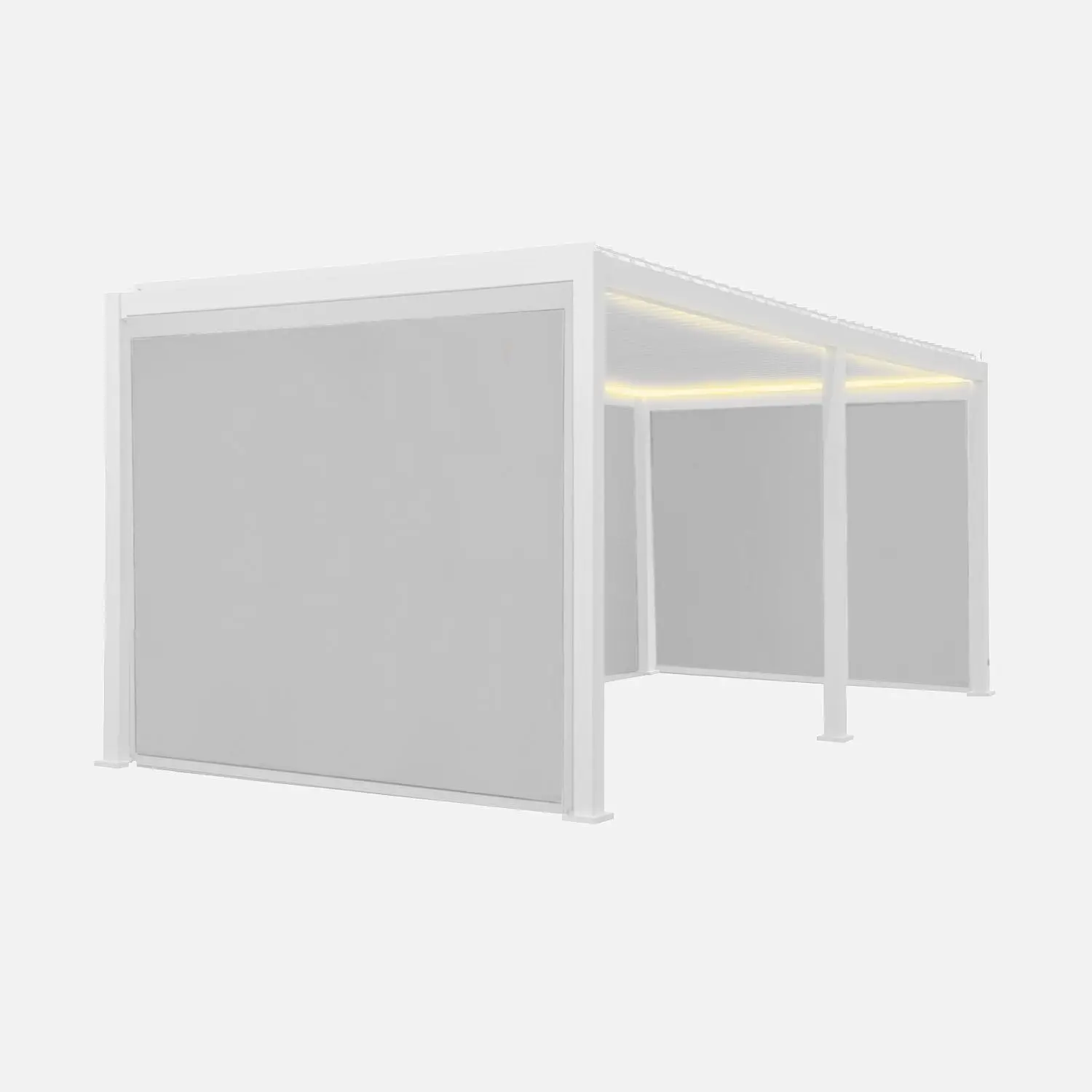 Pergola bioclimatique motorisée aluminium 6x3m LED + 4 stores 3m Triomphe