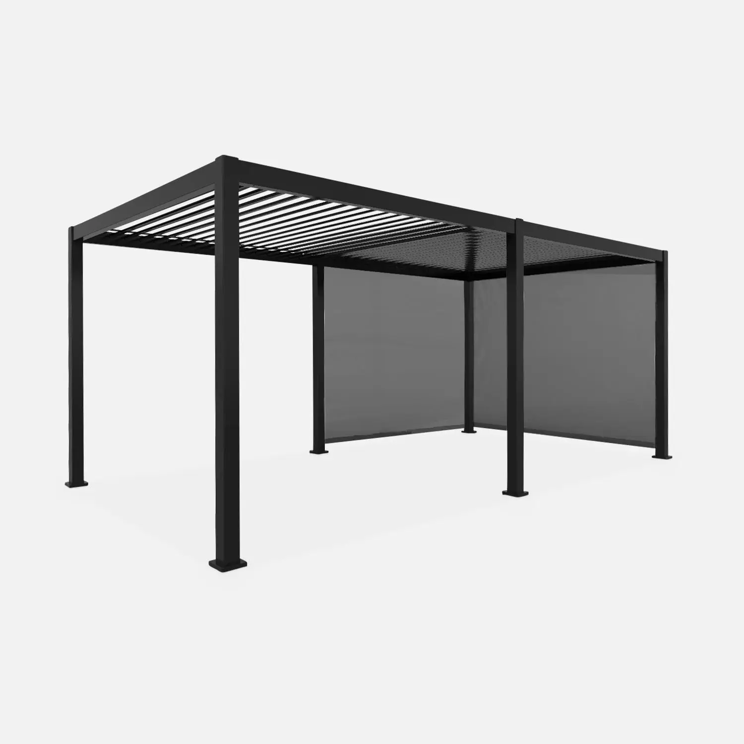 Pergola bioclimatique aluminium 6x3m + 2 stores 3m Triomphe