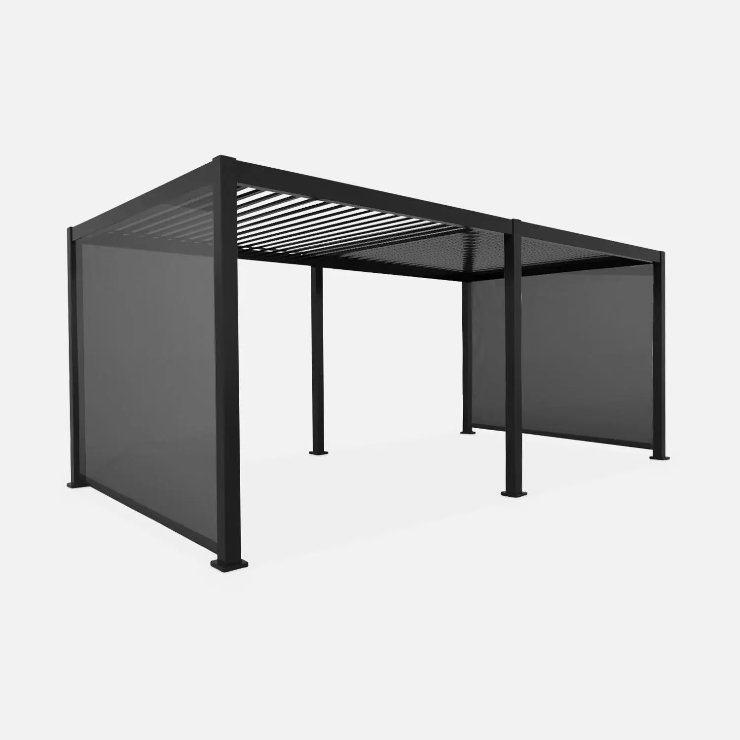 Pergola bioclimatique aluminium 6x3m + 2 stores 3m Triomphe