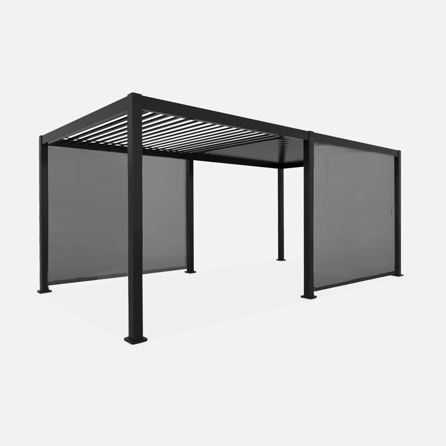 Pergola bioclimatique aluminium 6x3m + 2 stores 3m Triomphe