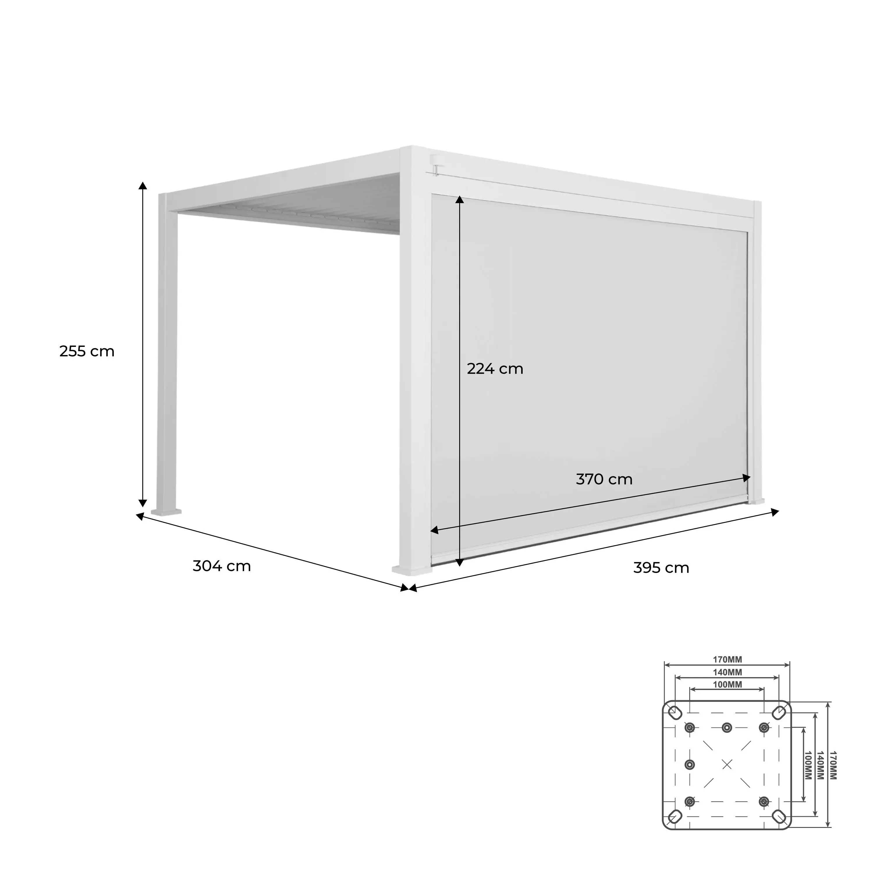 Pergola bioclimatique aluminium 4x3m + 1 store 4m Triomphe