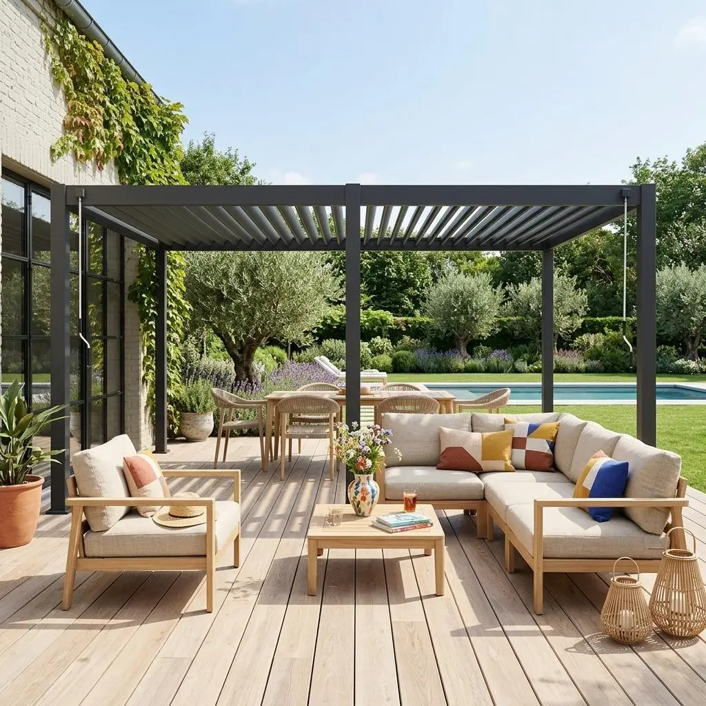 Pergola bioclimatique aluminium lames orientables 6x3m Triomphe