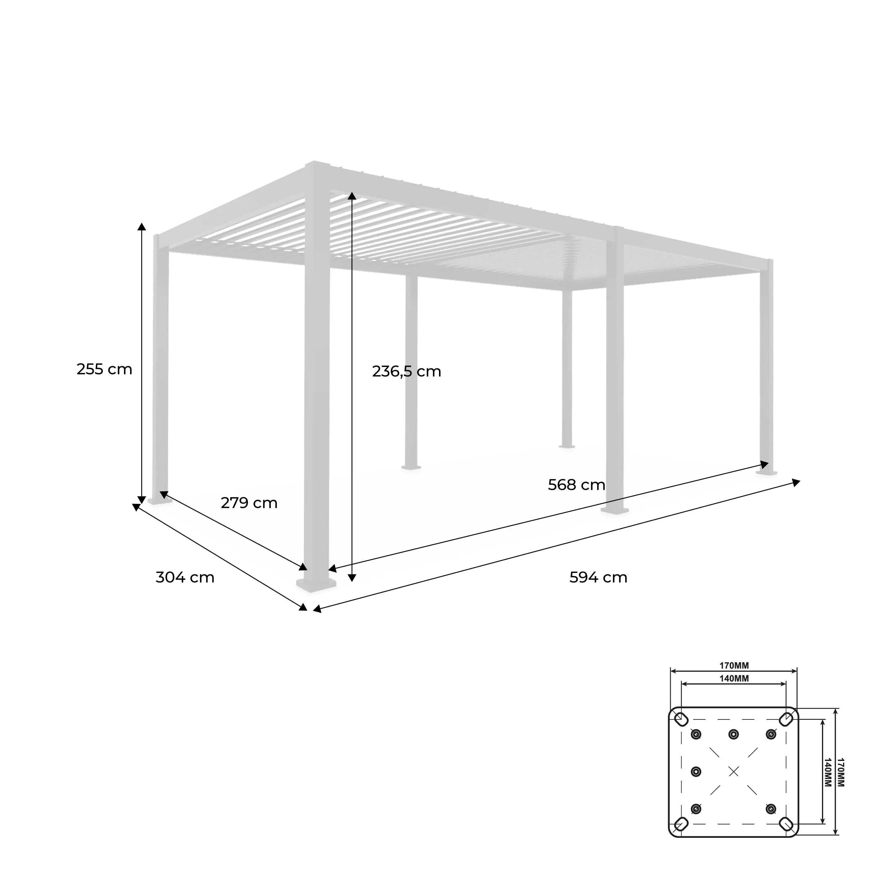 Pergola bioclimatique aluminium lames orientables 6x3m Triomphe
