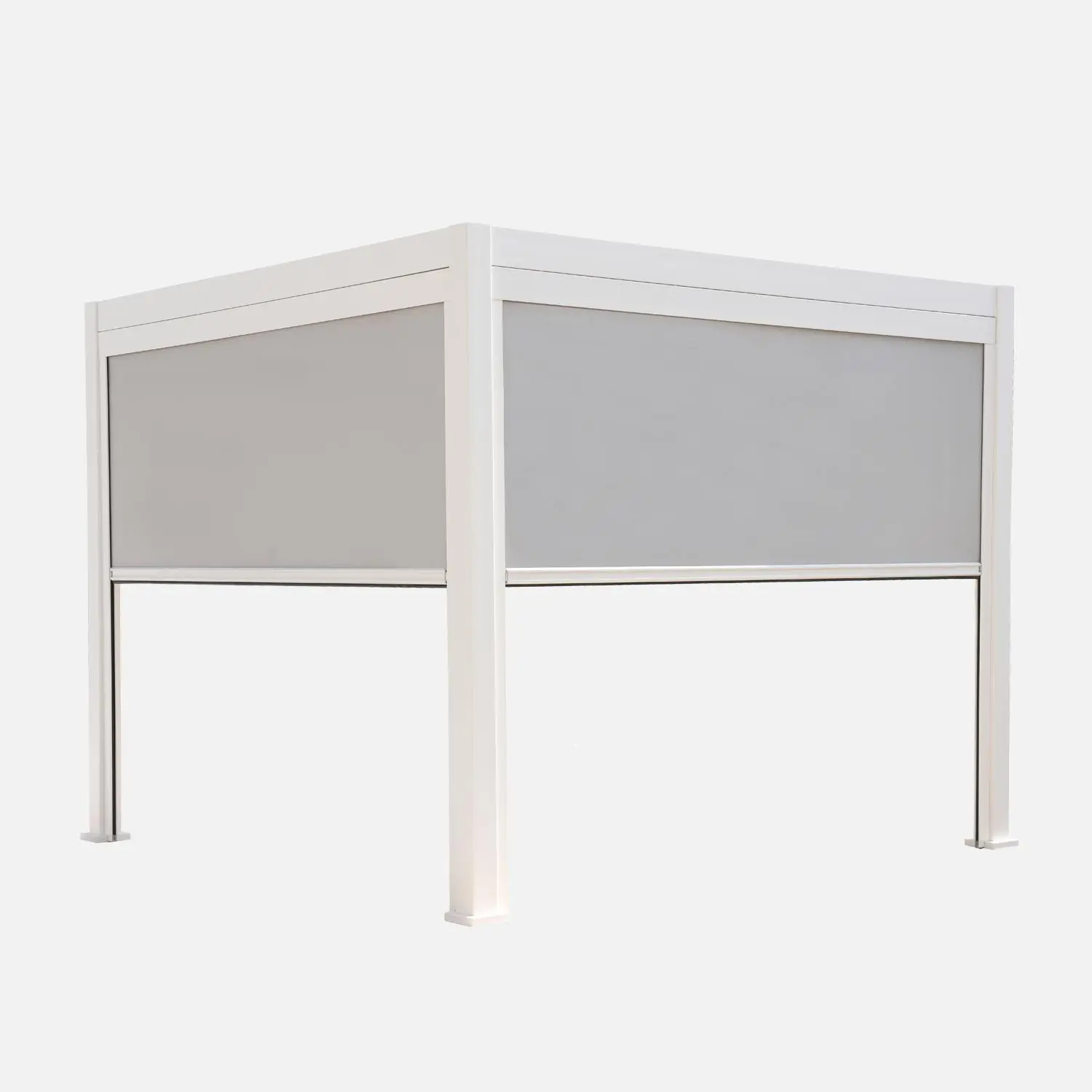 Pergola bioclimatique aluminium 3x3m V2 + 2 stores 3m Triomphe