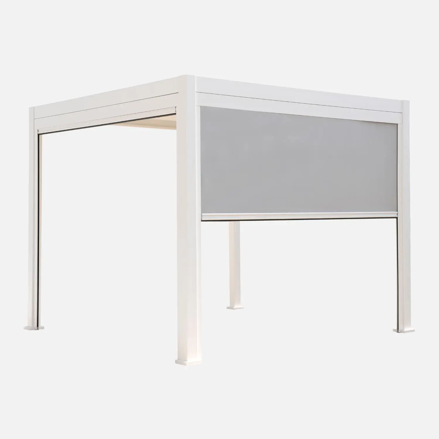 Pergola bioclimatique aluminium 3x3m V2 + 2 stores 3m Triomphe