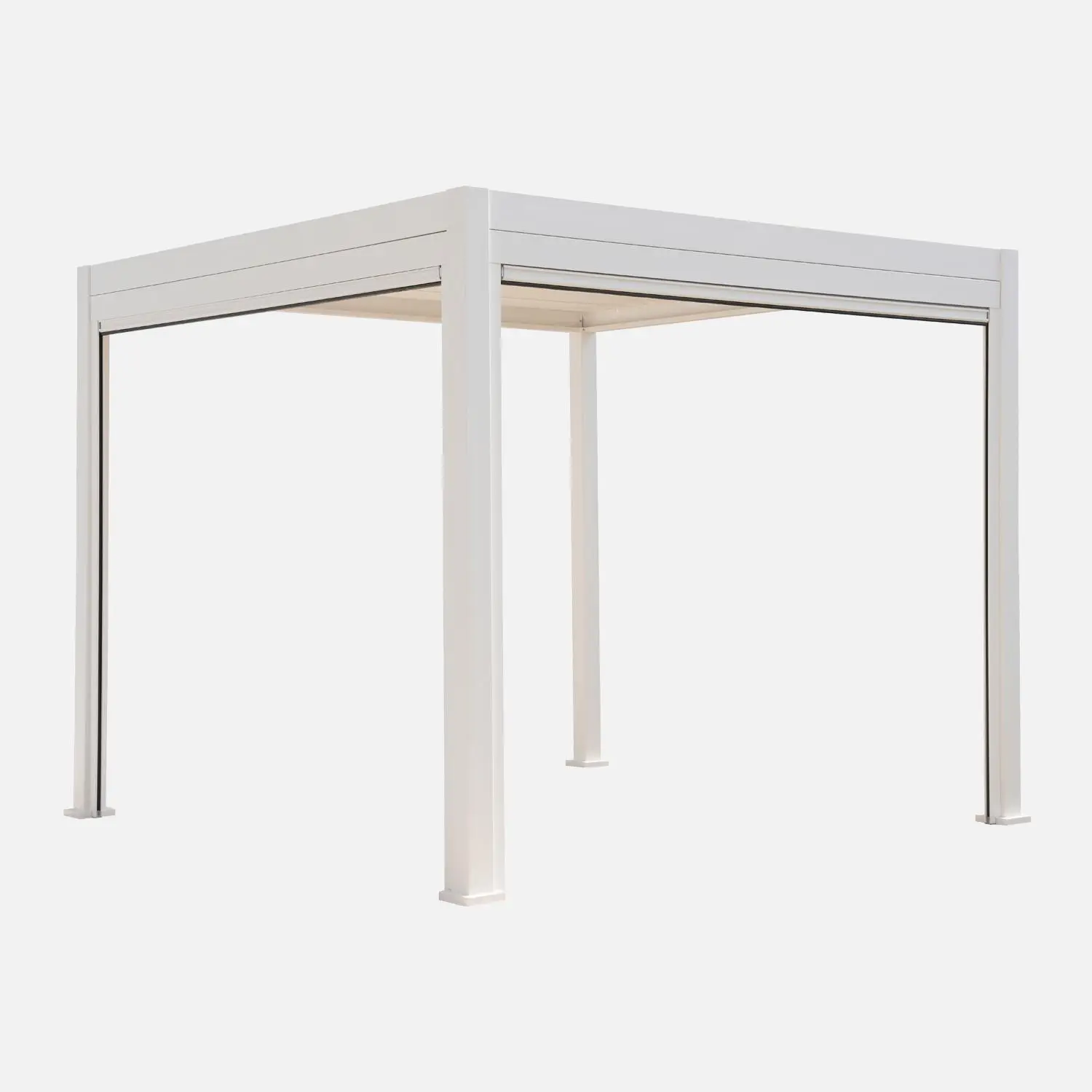 Pergola bioclimatique aluminium 3x3m V2 + 2 stores 3m Triomphe