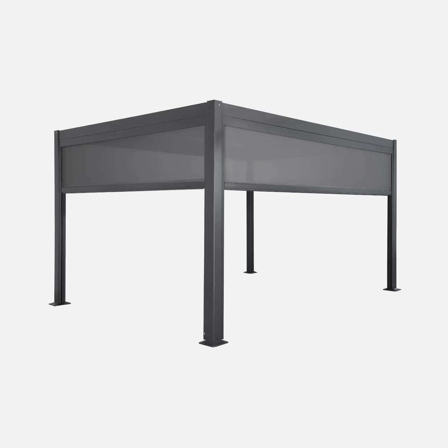 Pergola bioclimatique aluminium et acier 4x3m + 1 store 3m + 1 store 4m Palace