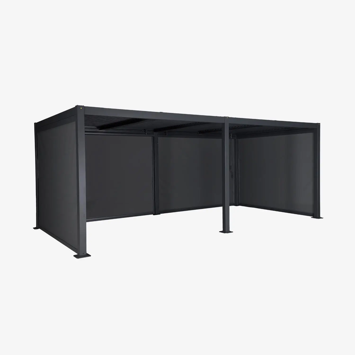Pergola bioclimatique aluminium et acier 6x3m + 4 stores 3m Palace