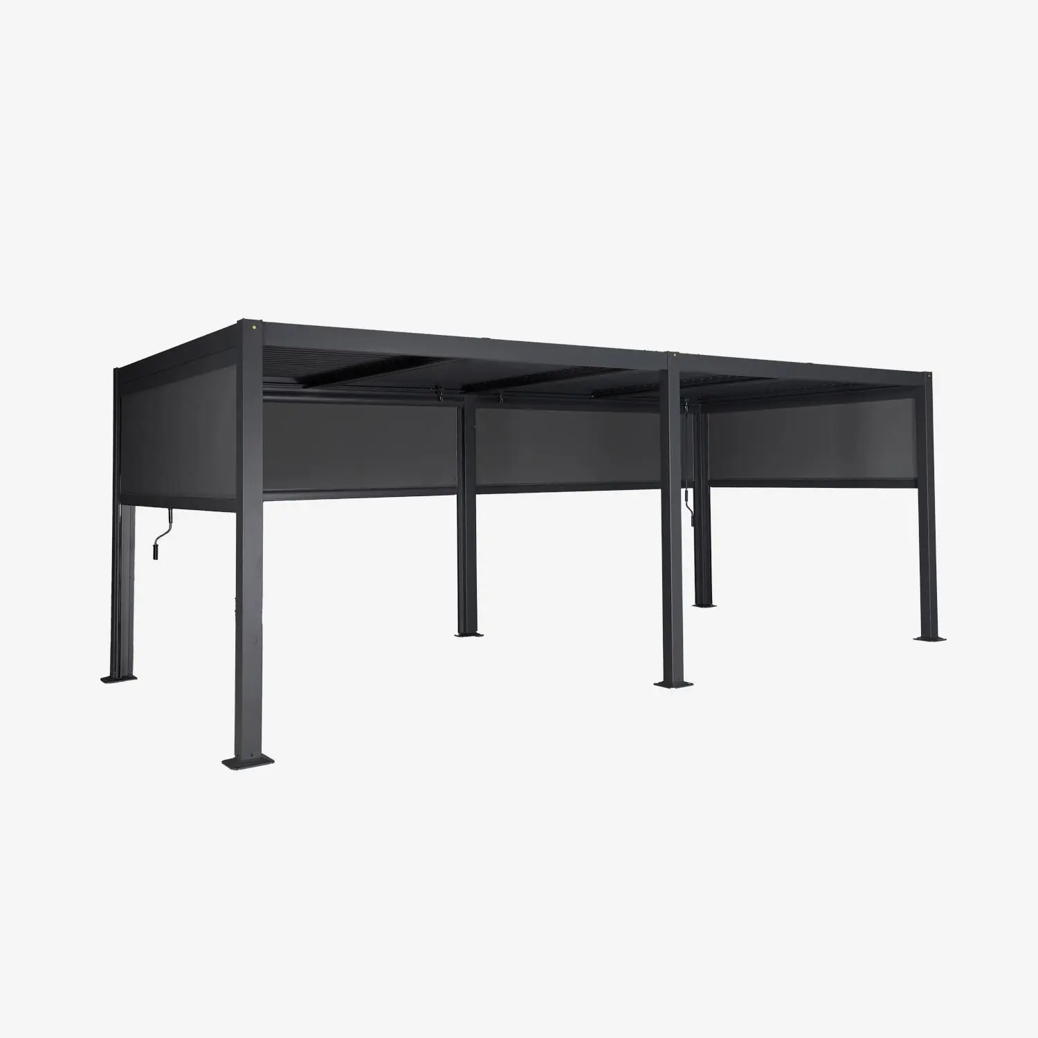 Pergola bioclimatique aluminium et acier 6x3m + 4 stores 3m Palace