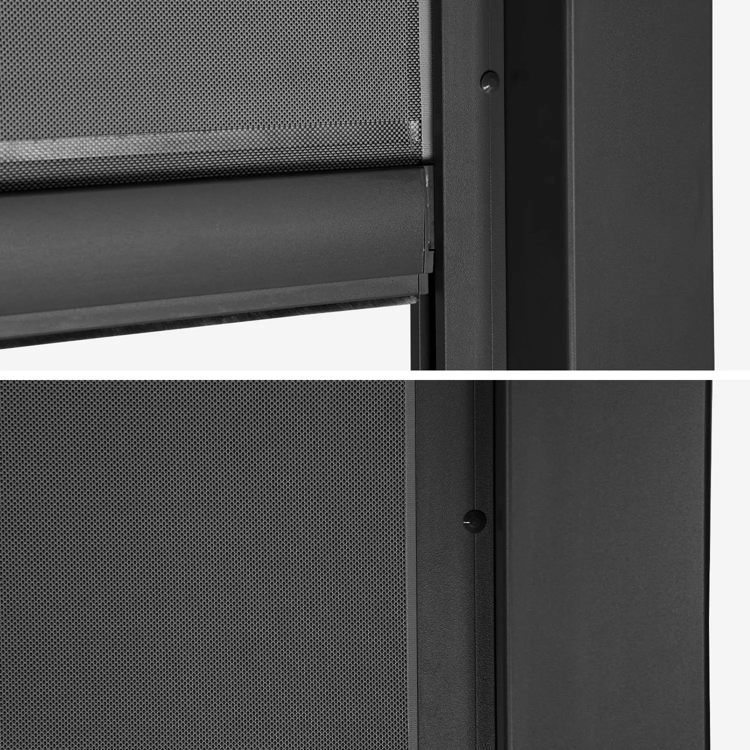 Pergola bioclimatique aluminium et acier 4x3m + 2 stores 3m + 1 store 4m Palace