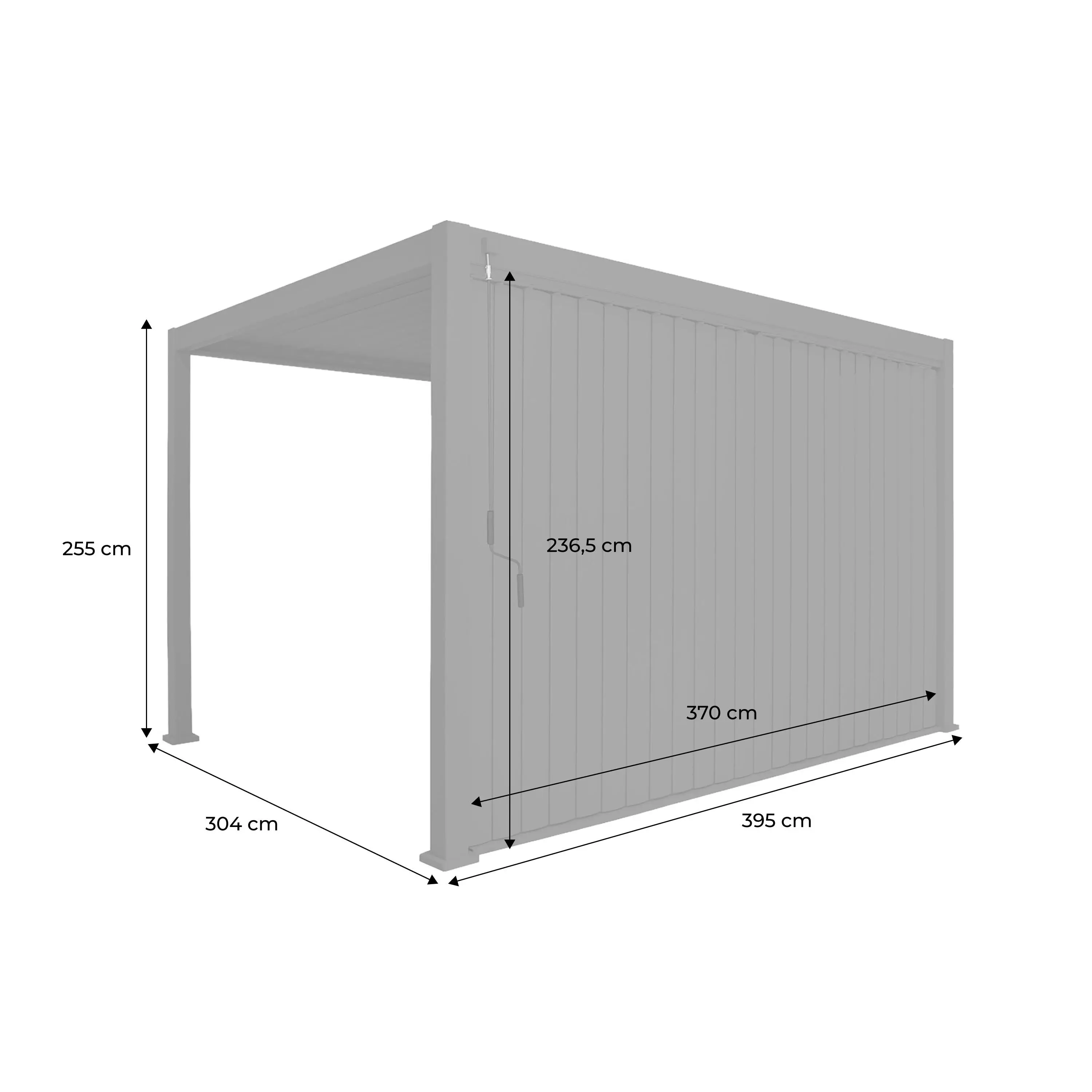 Pergola bioclimatique aluminium 4x3m + panneau vertical 4m Triomphe