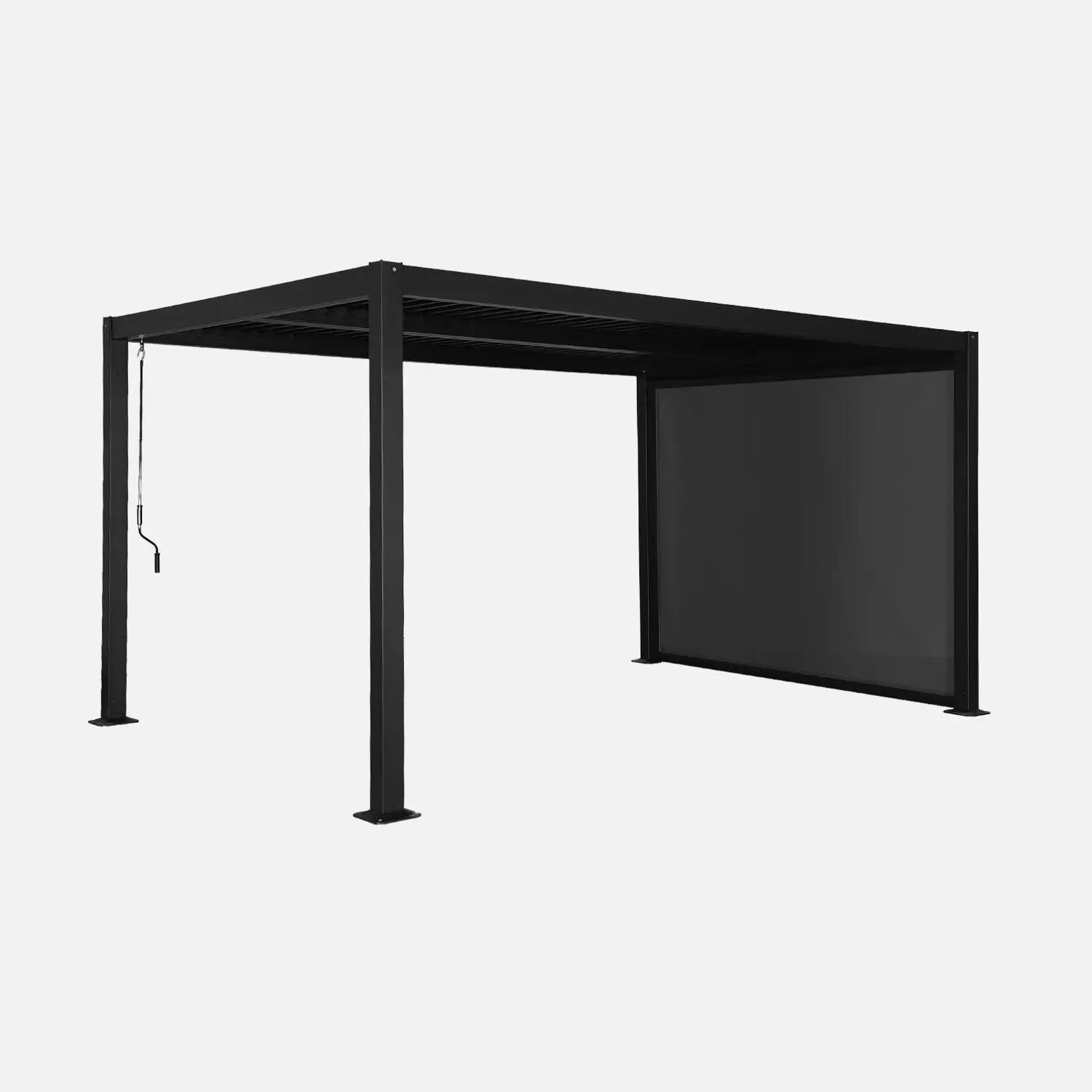 Pergola bioclimatique aluminium et acier 4x3m + 1 store 3m Palace