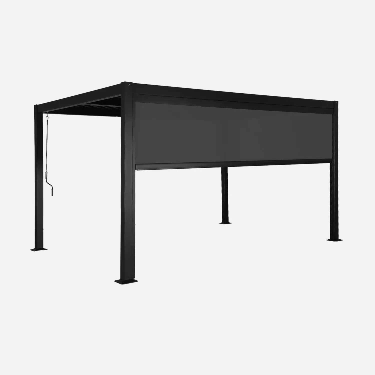 Pergola bioclimatique aluminium et acier 4x3m + 1 store 4m Palace
