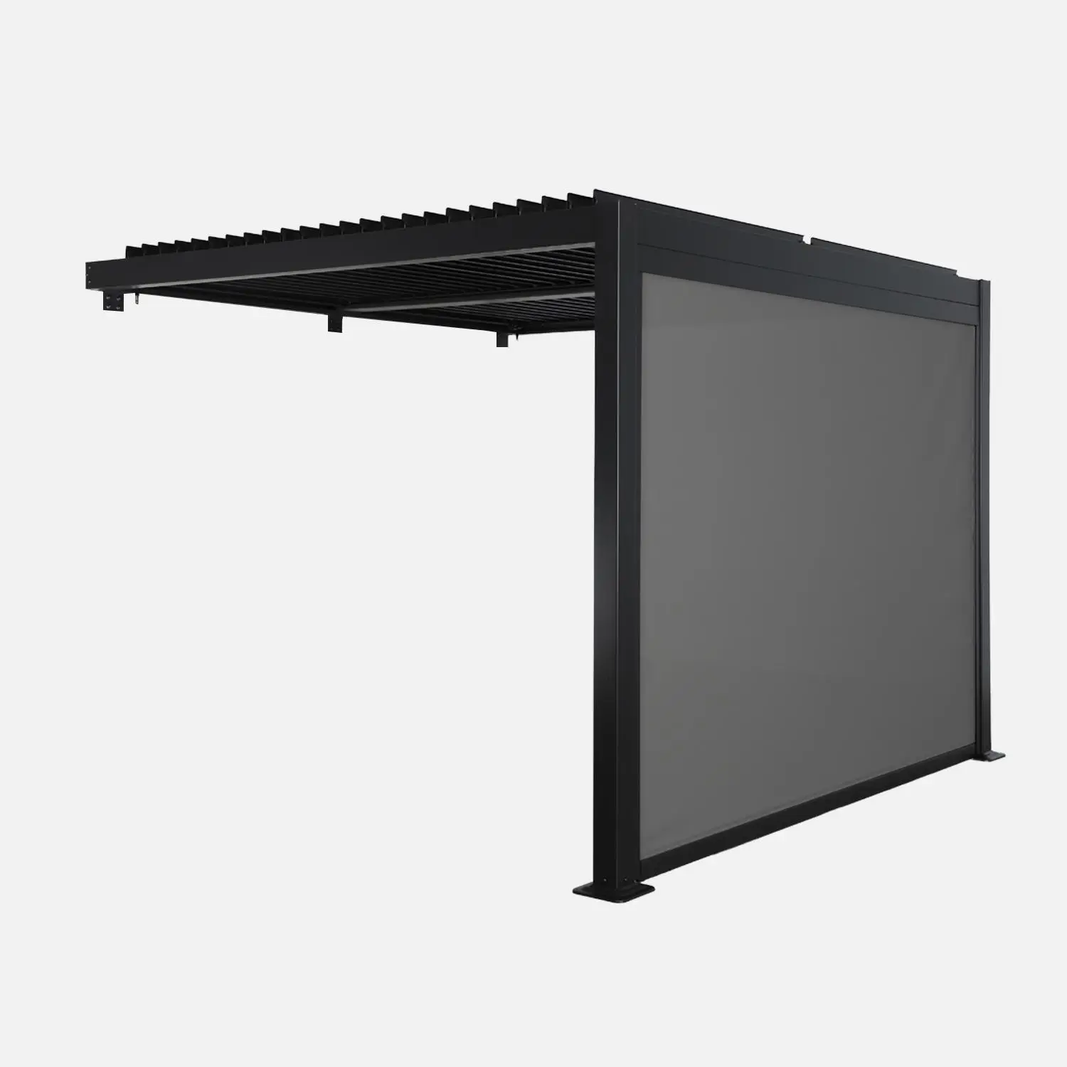 Pergola bioclimatique aluminium adossée 3x3m + 1 store 3m Palace