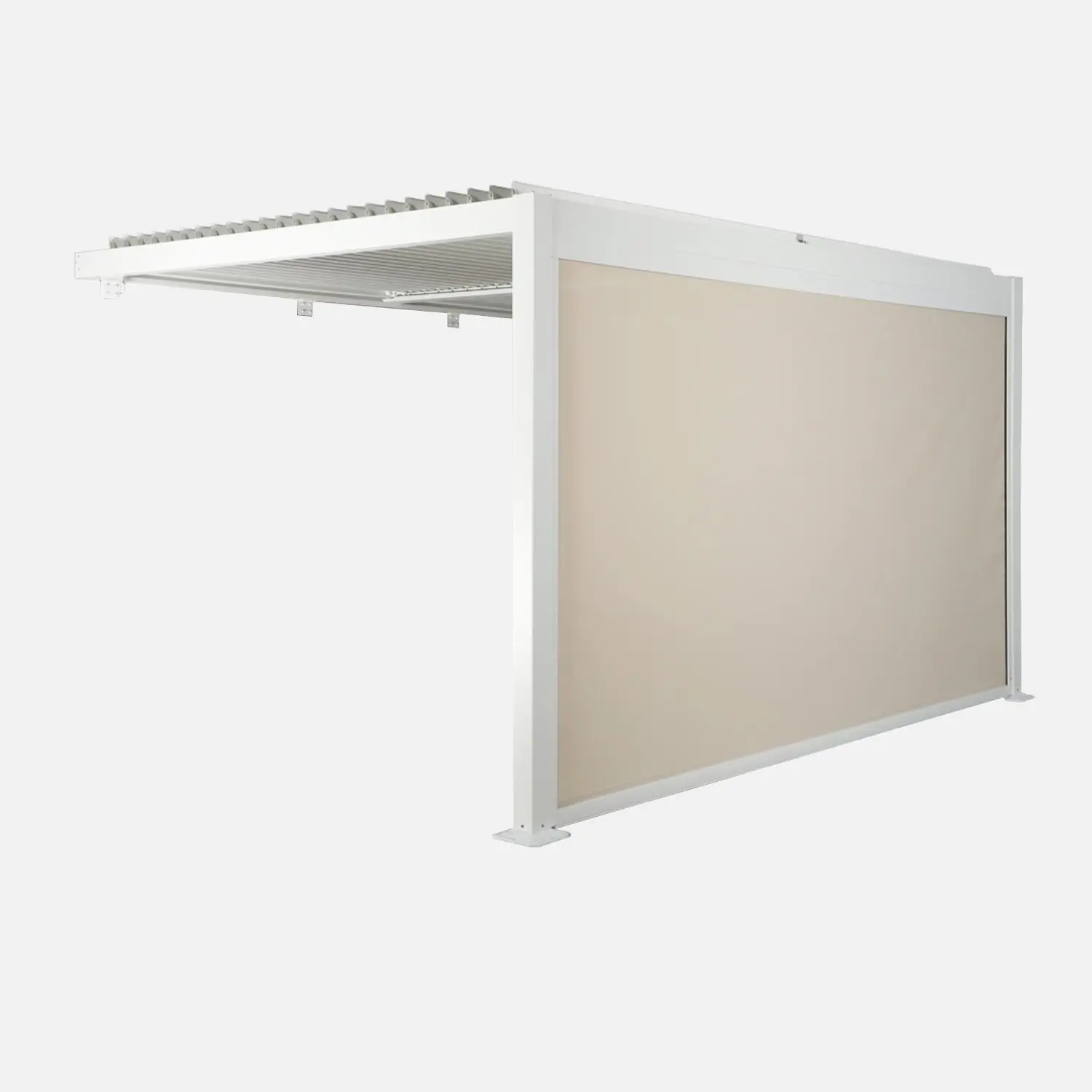 Pergola bioclimatique aluminium adossée 4x3m + 1 store 4m Palace