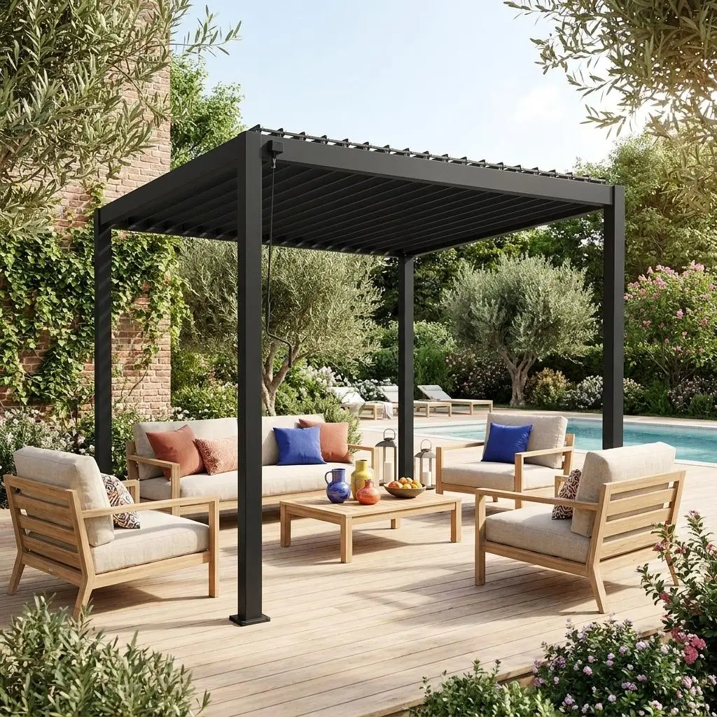 Pergola bioclimatique aluminium lames orientables 3x3m V2 Triomphe