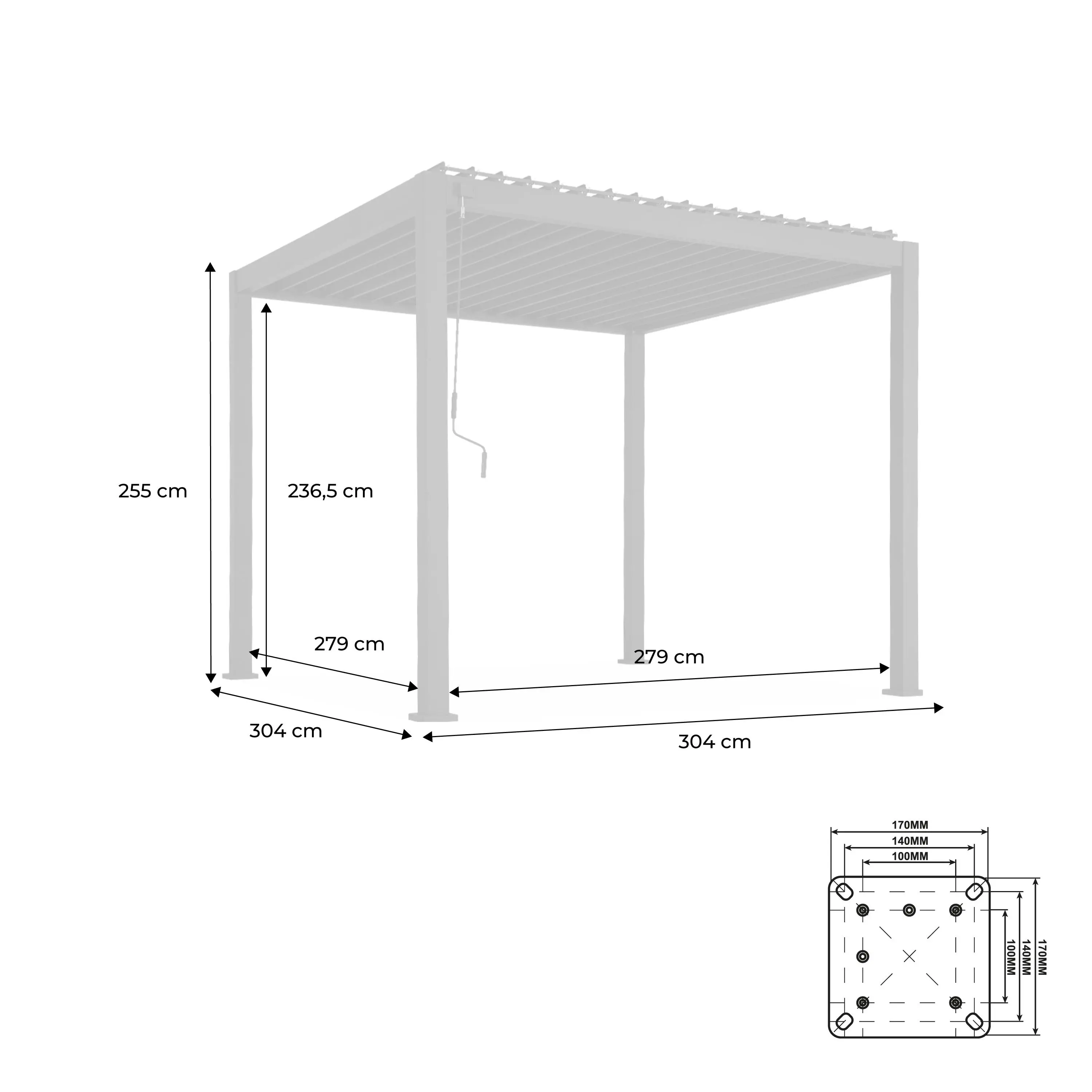 Pergola bioclimatique aluminium lames orientables 3x3m V2 Triomphe