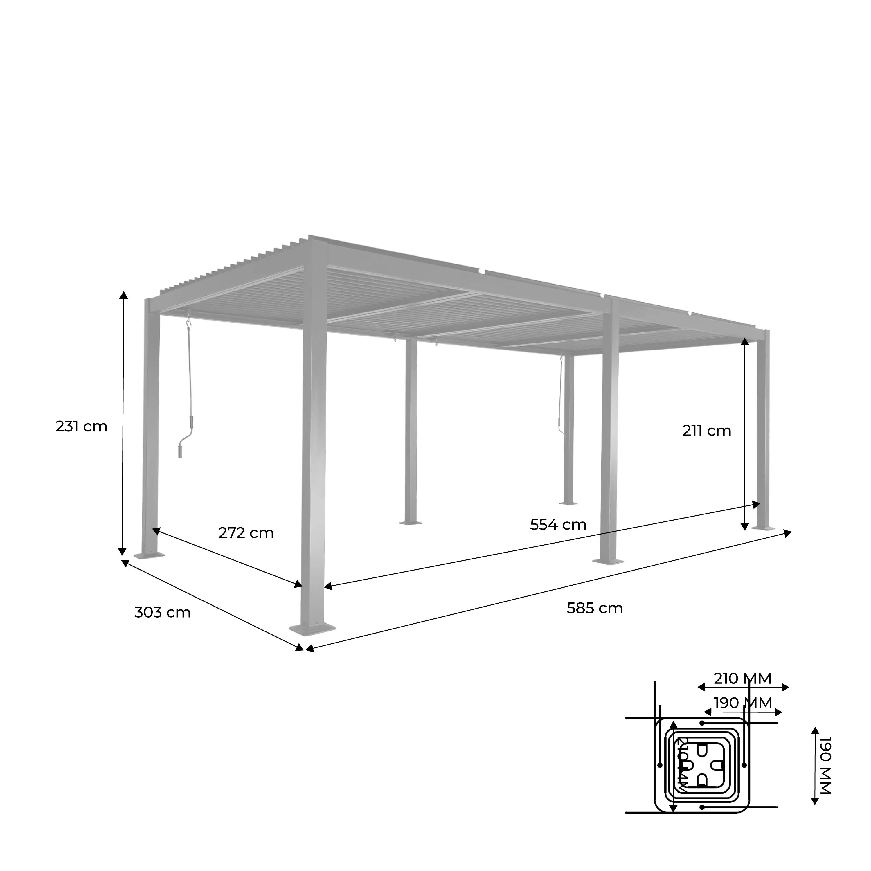 Pergola bioclimatique aluminium et acier lames orientables 6x3m Palace