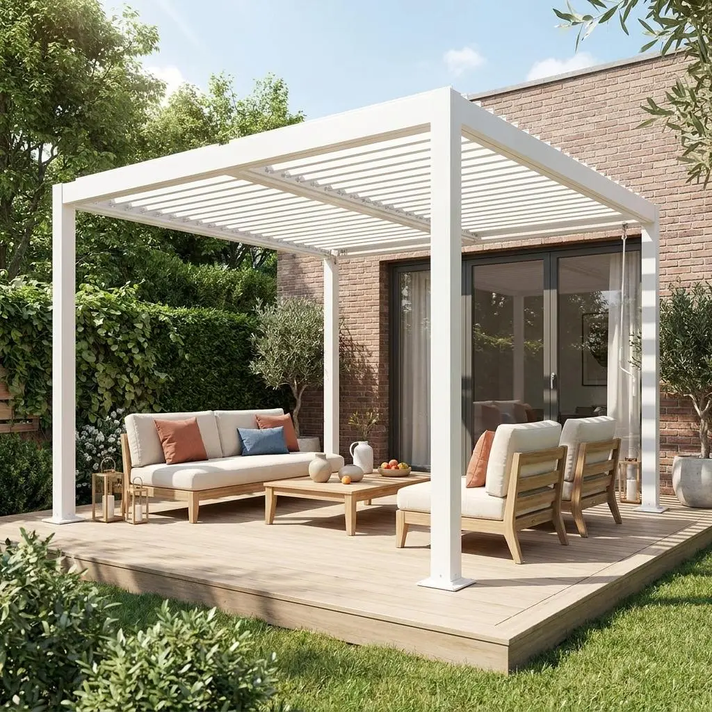 Pergola bioclimatique aluminium et acier lames orientables 3x3m Palace