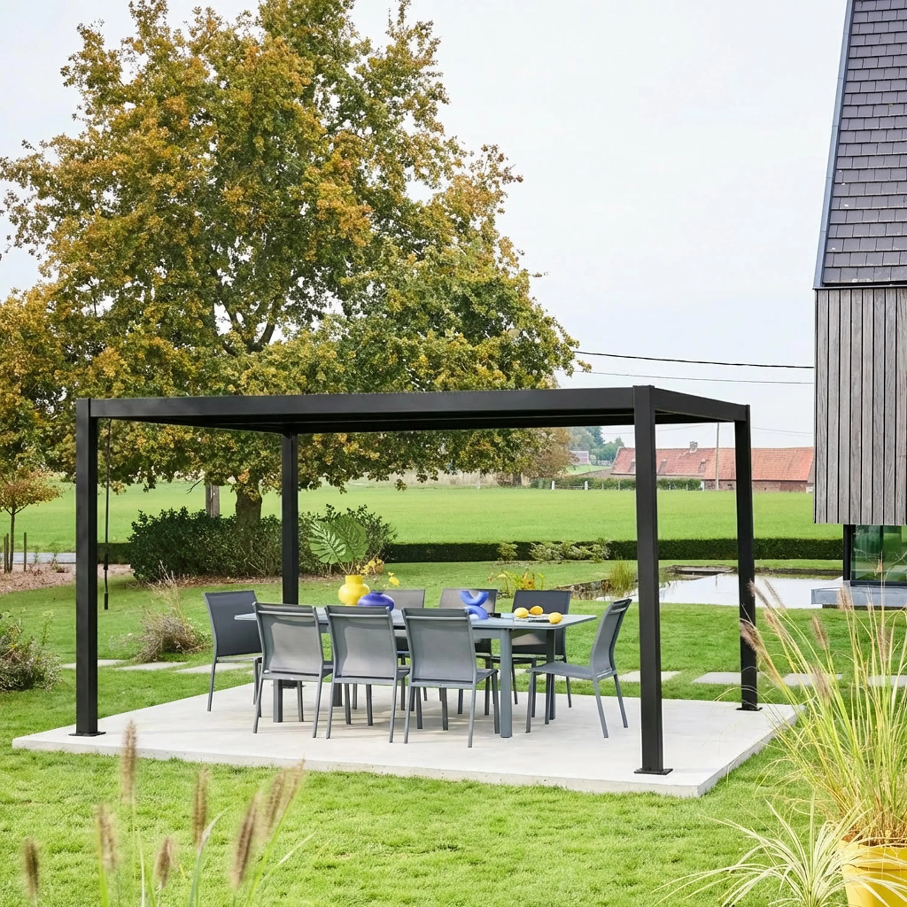 Pergola bioclimatique aluminium et acier lames orientables 4x3m Palace