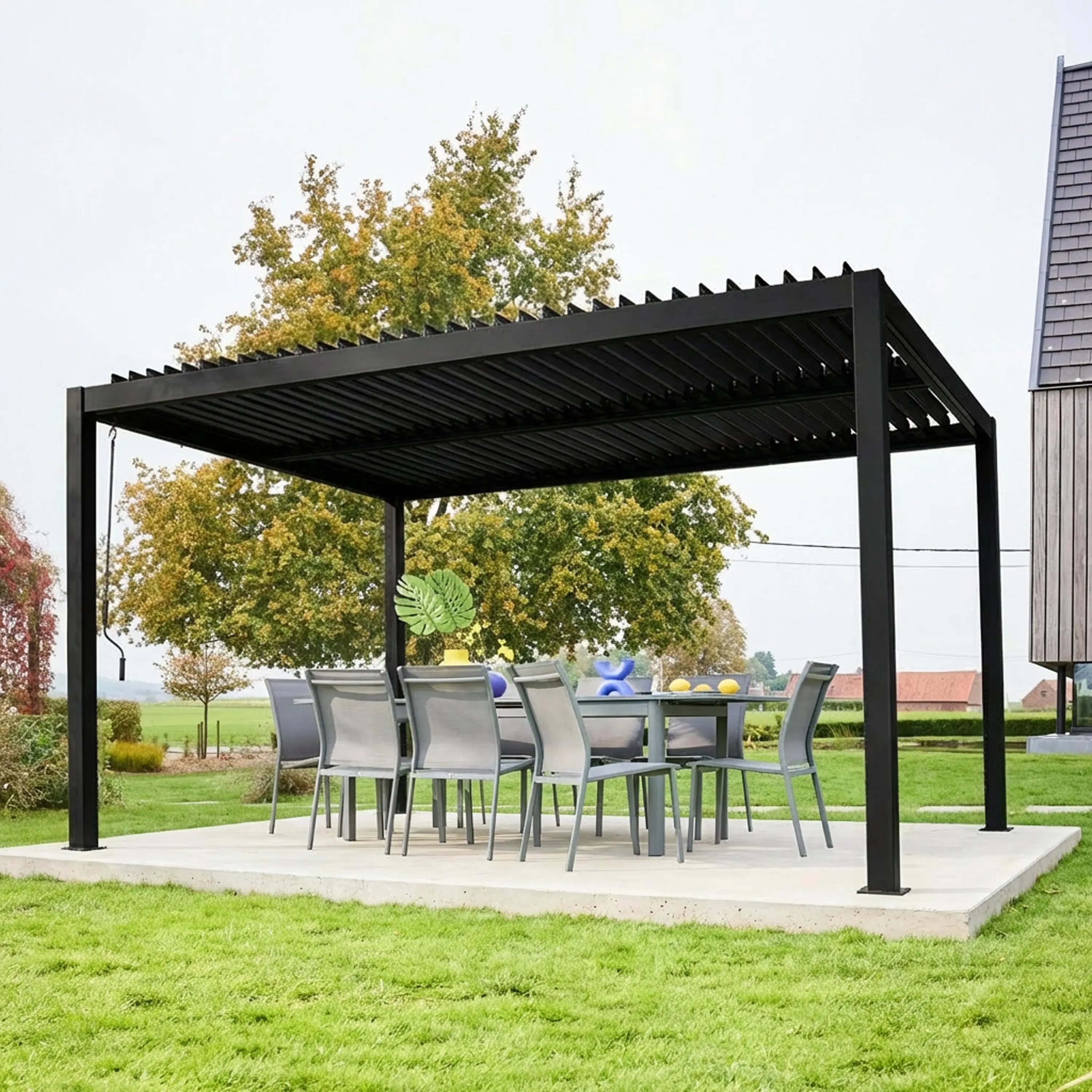 Pergola bioclimatique aluminium et acier lames orientables 4x3m Palace