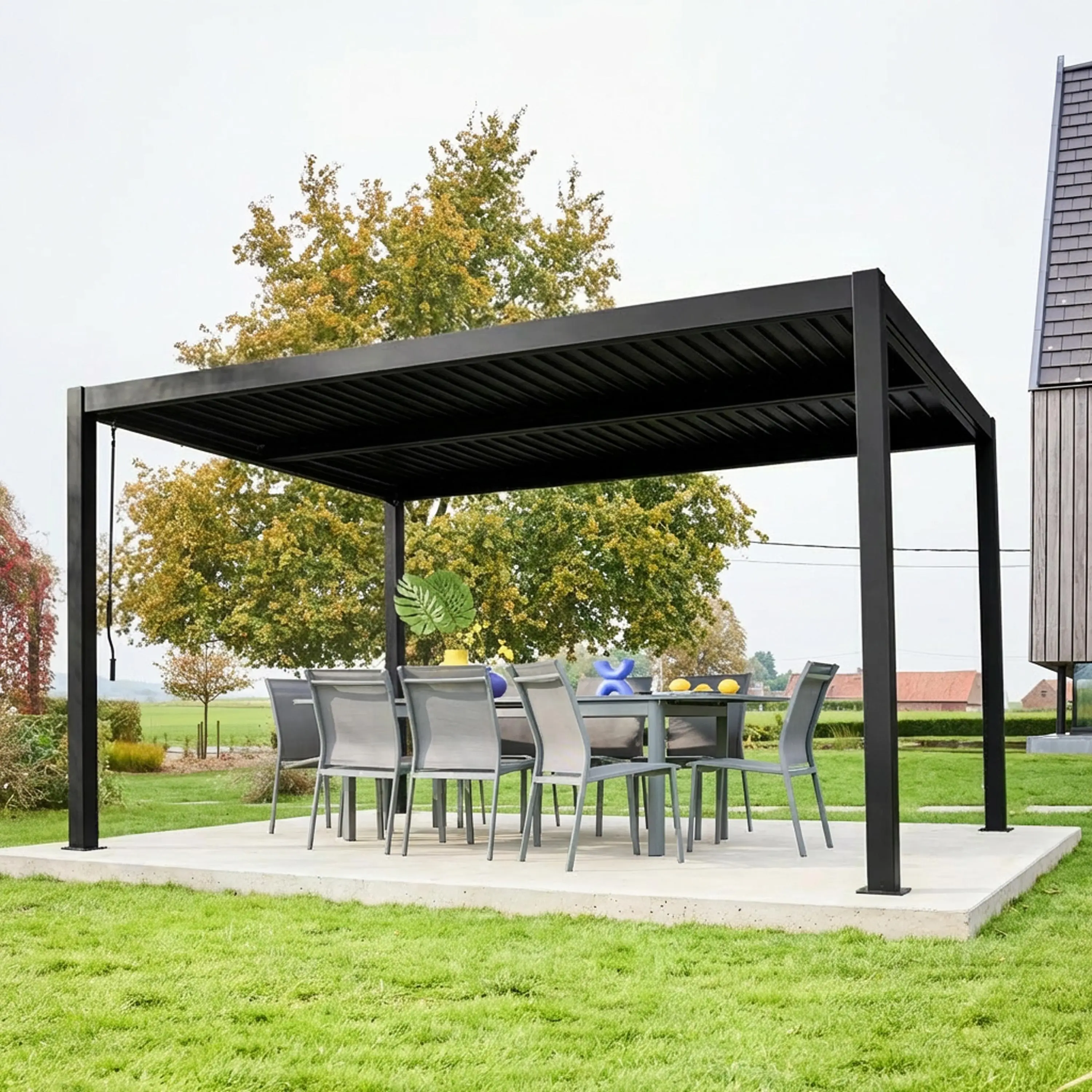 Pergola bioclimatique aluminium et acier lames orientables 4x3m Palace