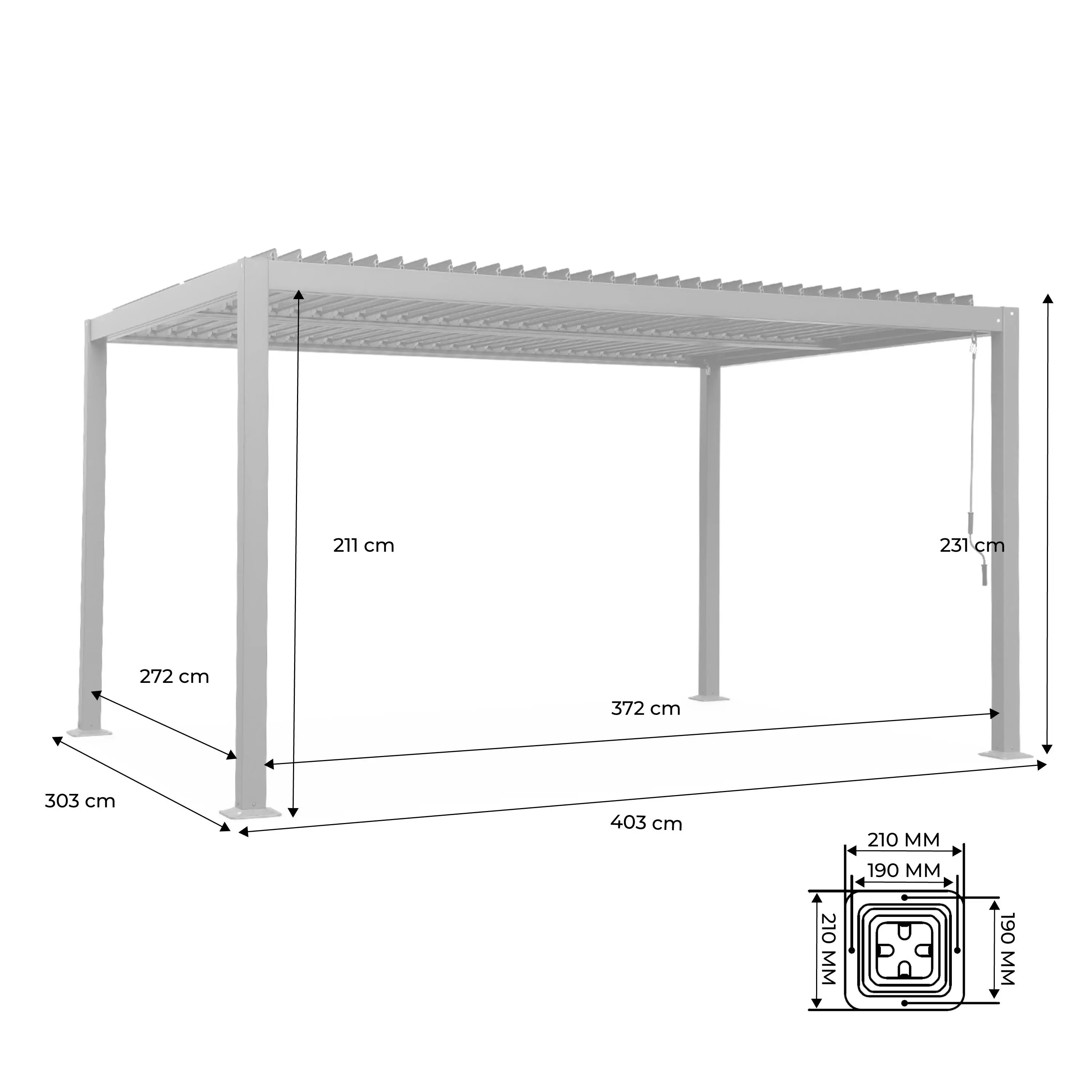 Pergola bioclimatique aluminium et acier lames orientables 4x3m Palace
