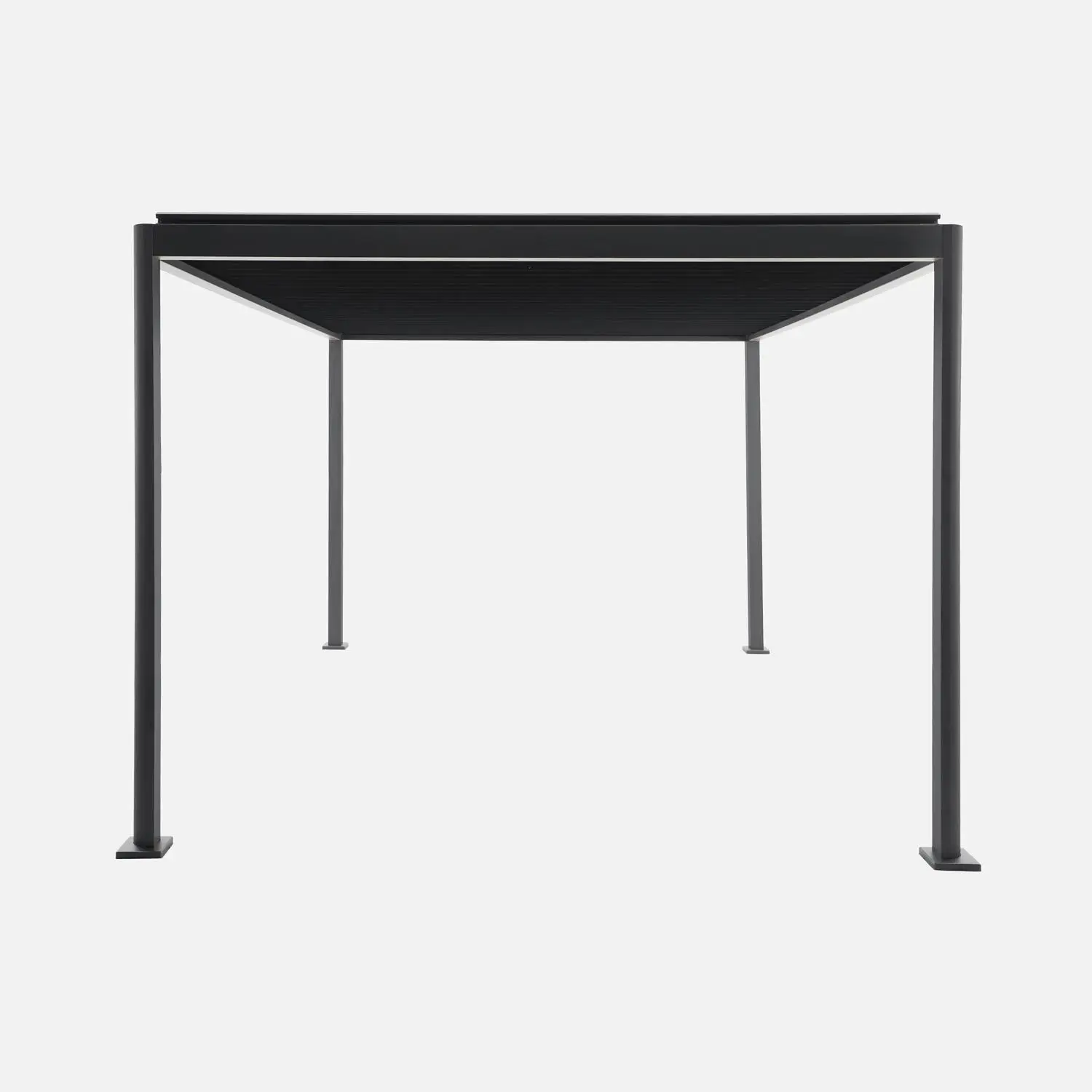 Pergola bioclimatique aux pieds arrondis aluminium et acier lames orientables 4x3m Imperial