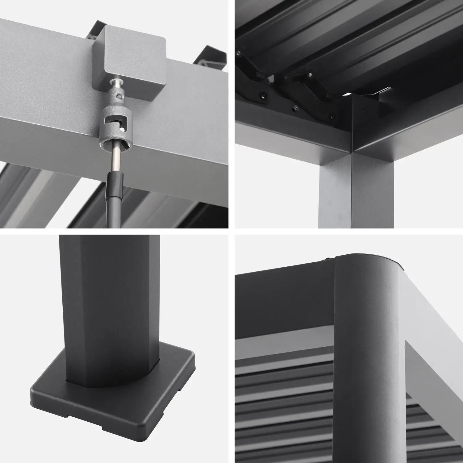 Pergola bioclimatique aux pieds arrondis aluminium et acier lames orientables 4x3m Imperial