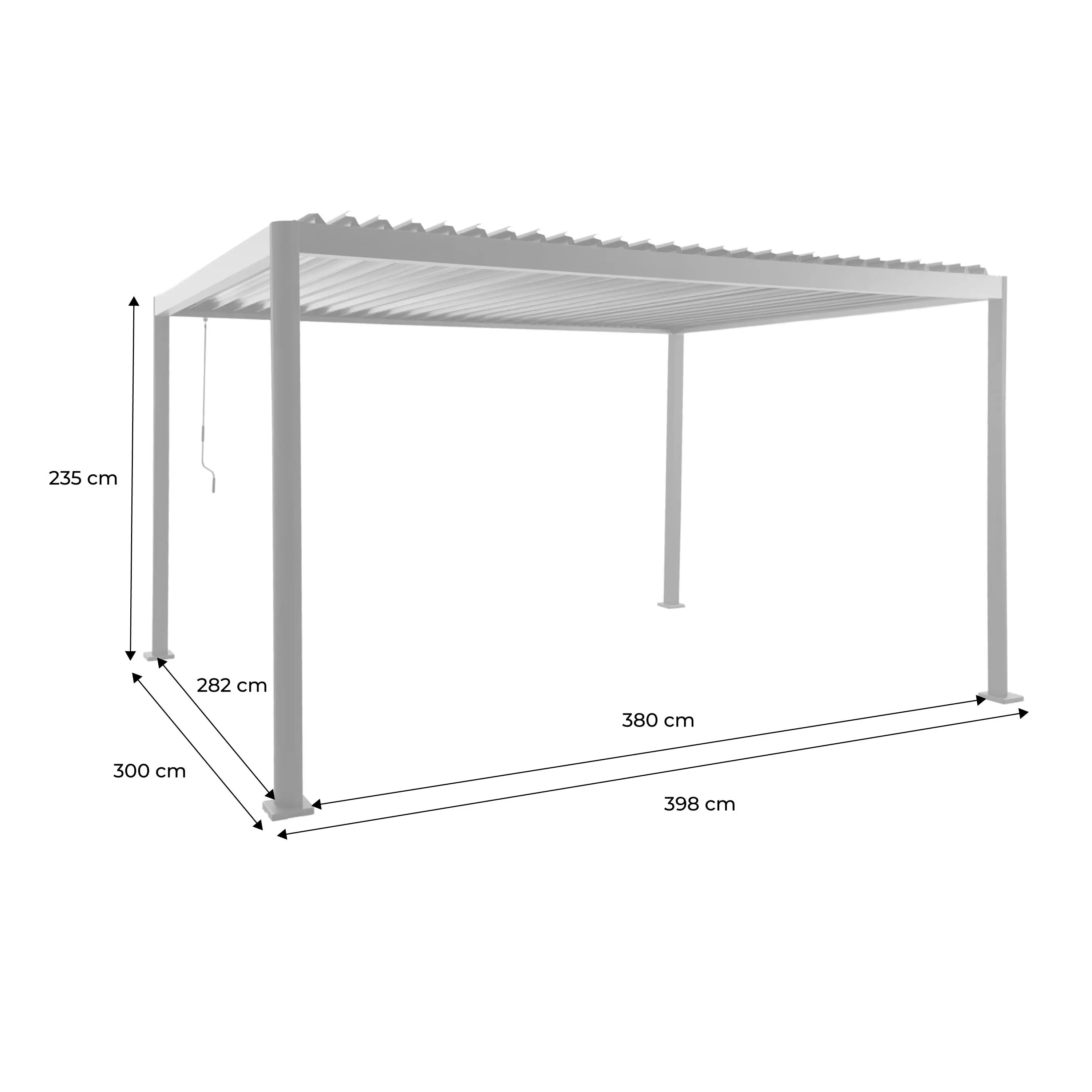 Pergola bioclimatique aux pieds arrondis aluminium et acier lames orientables 4x3m Imperial