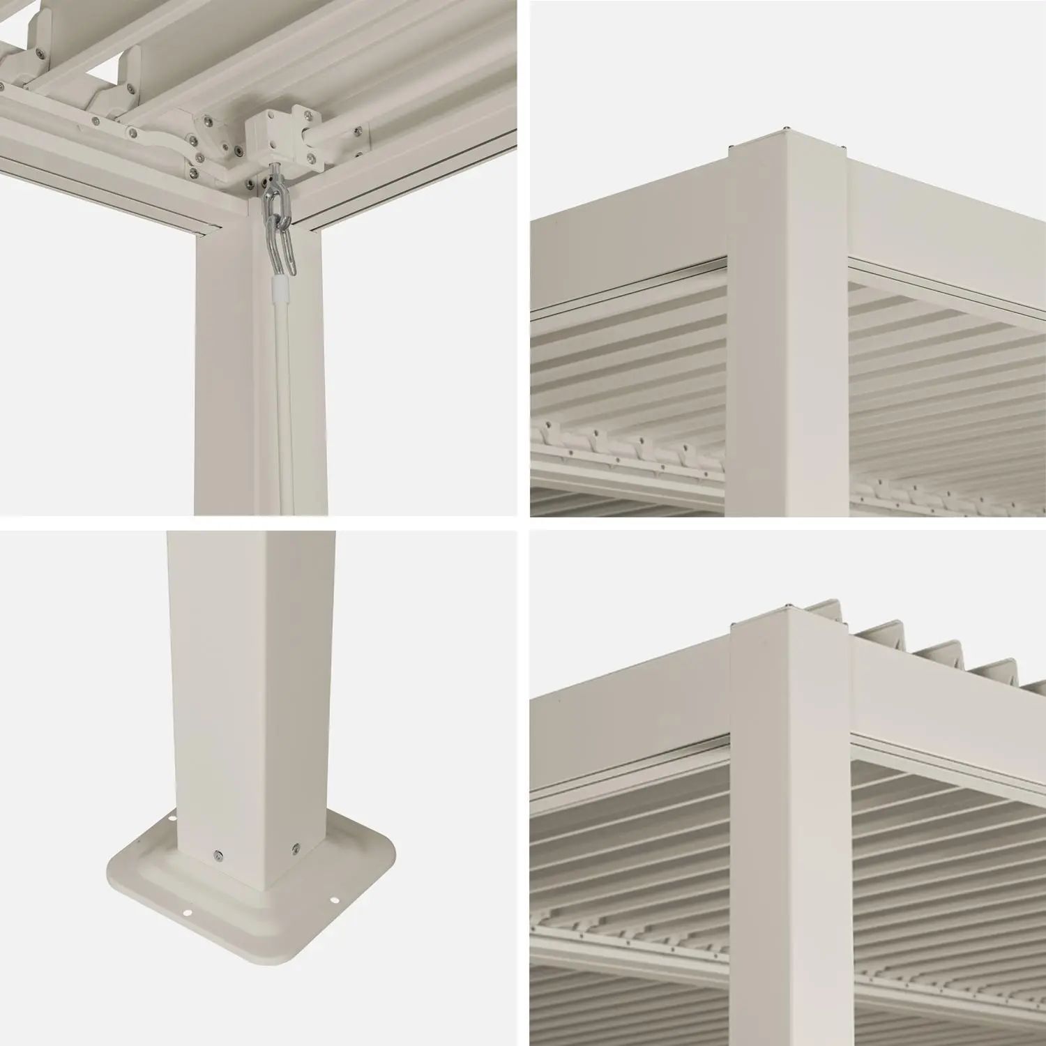 Pergola bioclimatique aluminium et acier lames orientables 3,6x3,6m Palace