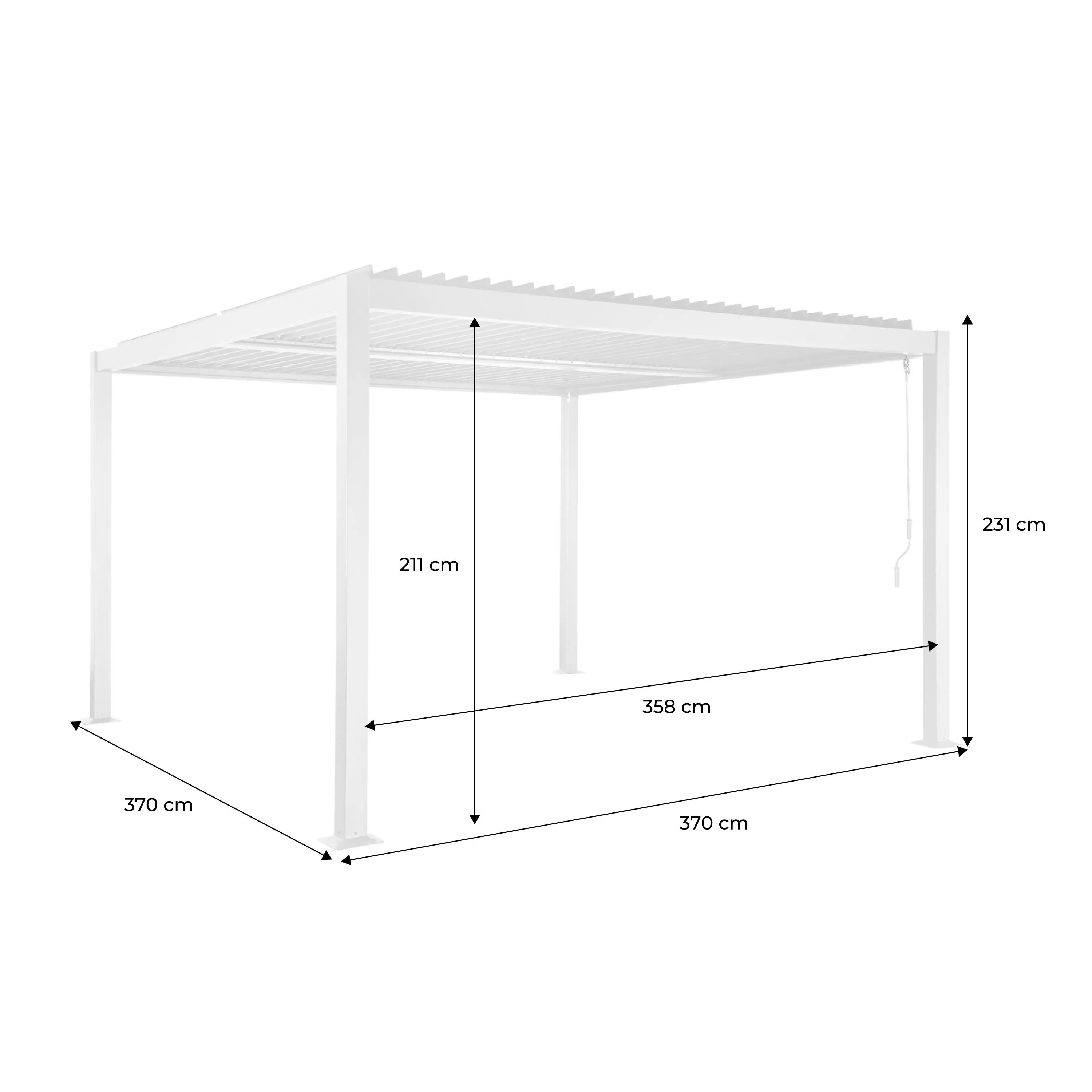 Pergola bioclimatique aluminium et acier lames orientables 3,6x3,6m Palace