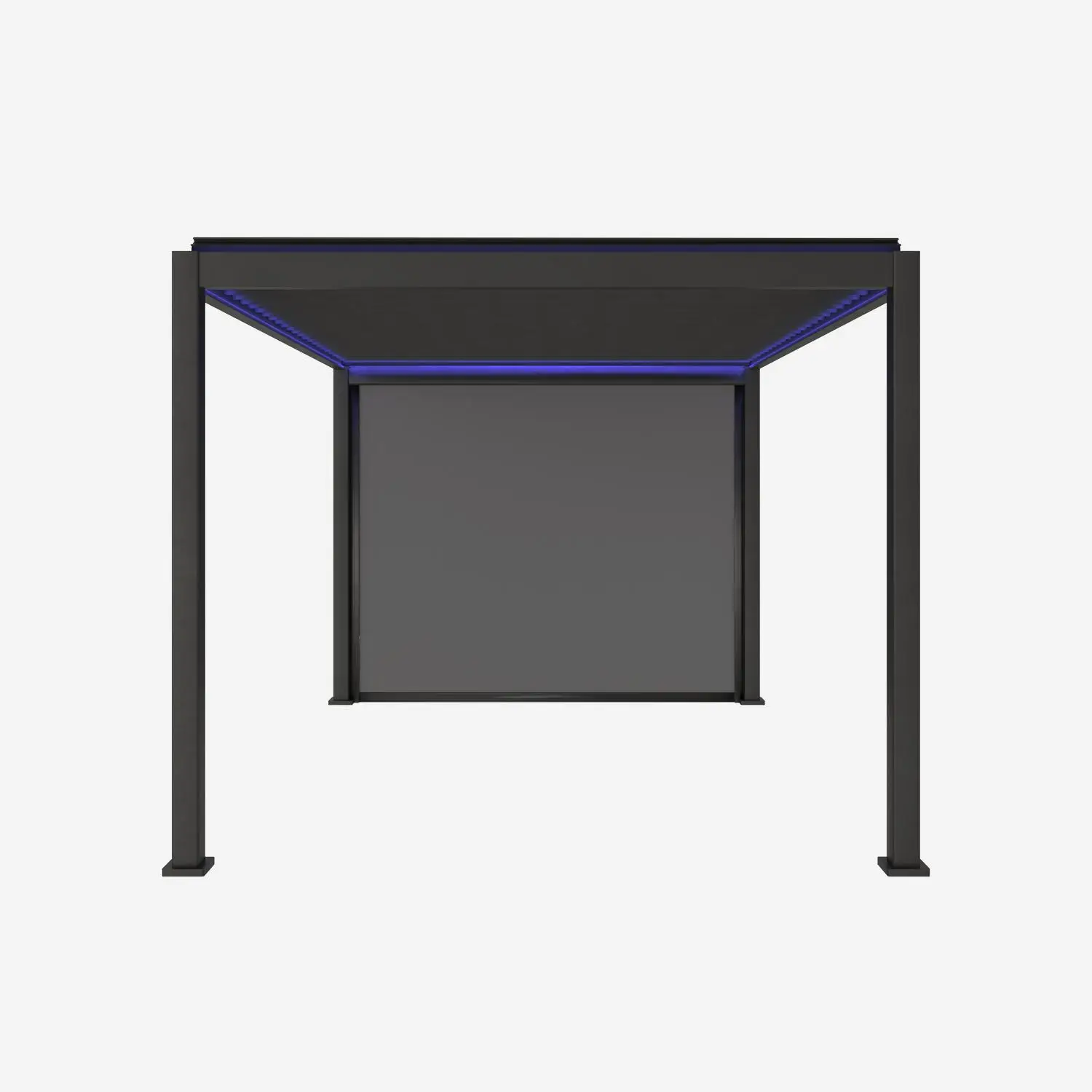 Pergola bioclimatique motorisée aluminium 4x3m LED + 1 store 3m Triomphe