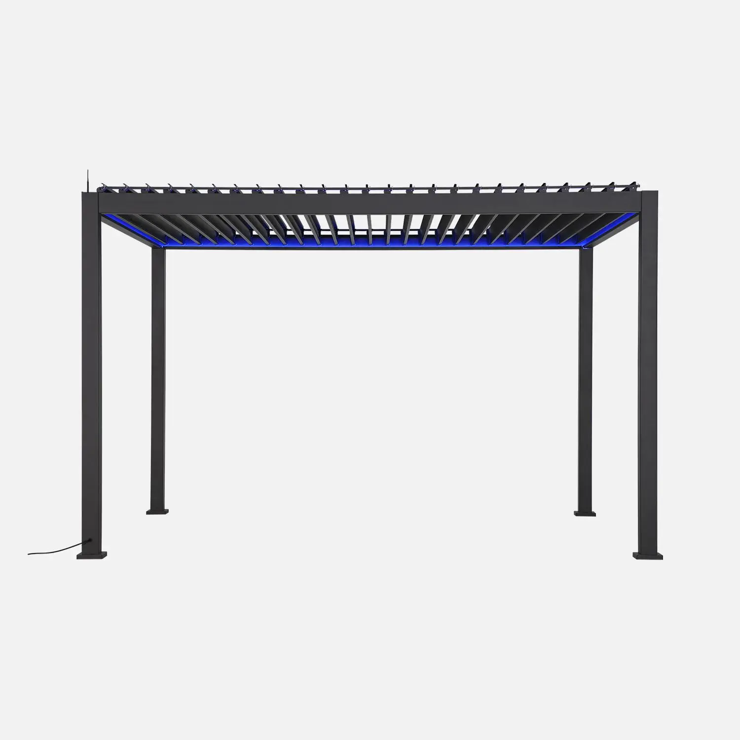 Pergola bioclimatique motorisée aluminium 4x3m LED + 1 store 4m Triomphe