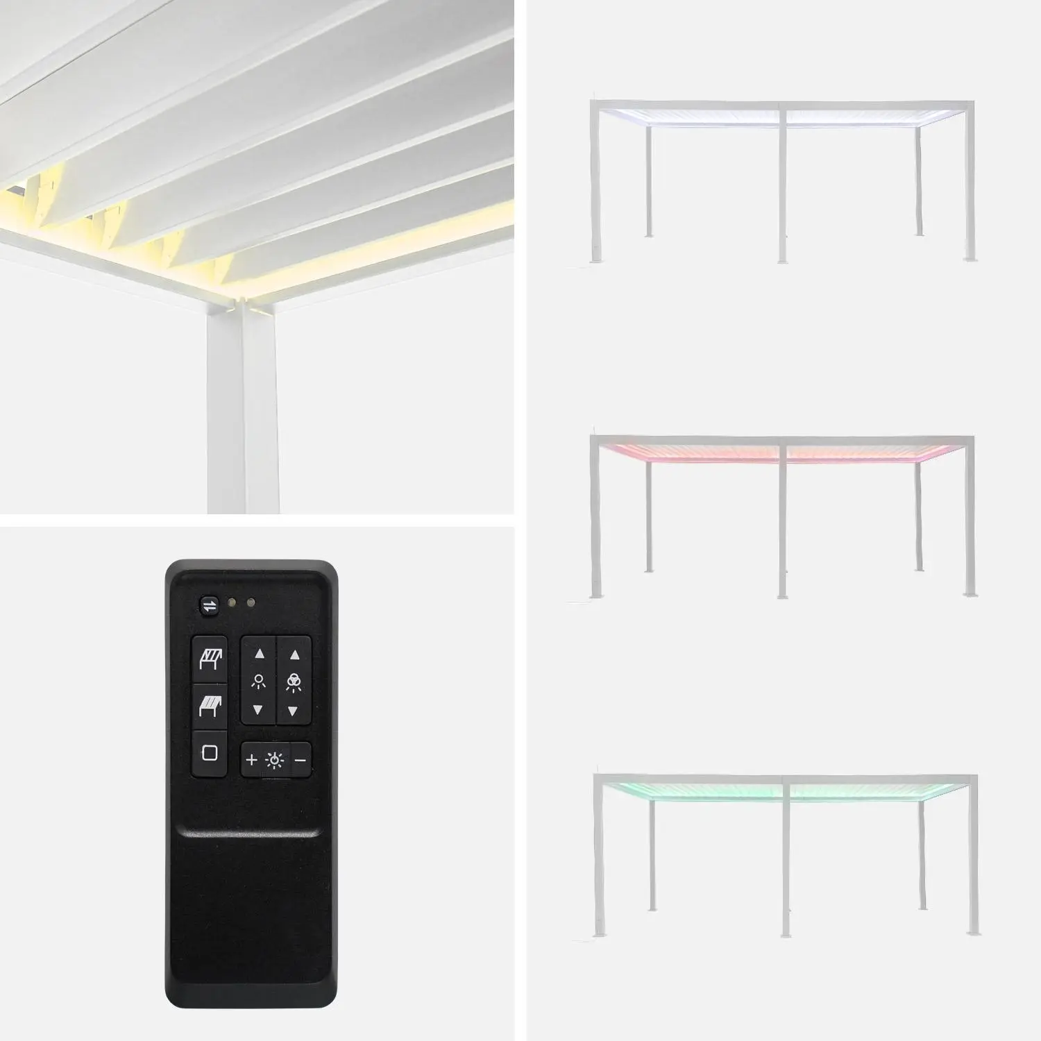 Pergola bioclimatique aluminium motorisée 6x3m avec éclairage LED Triomphe