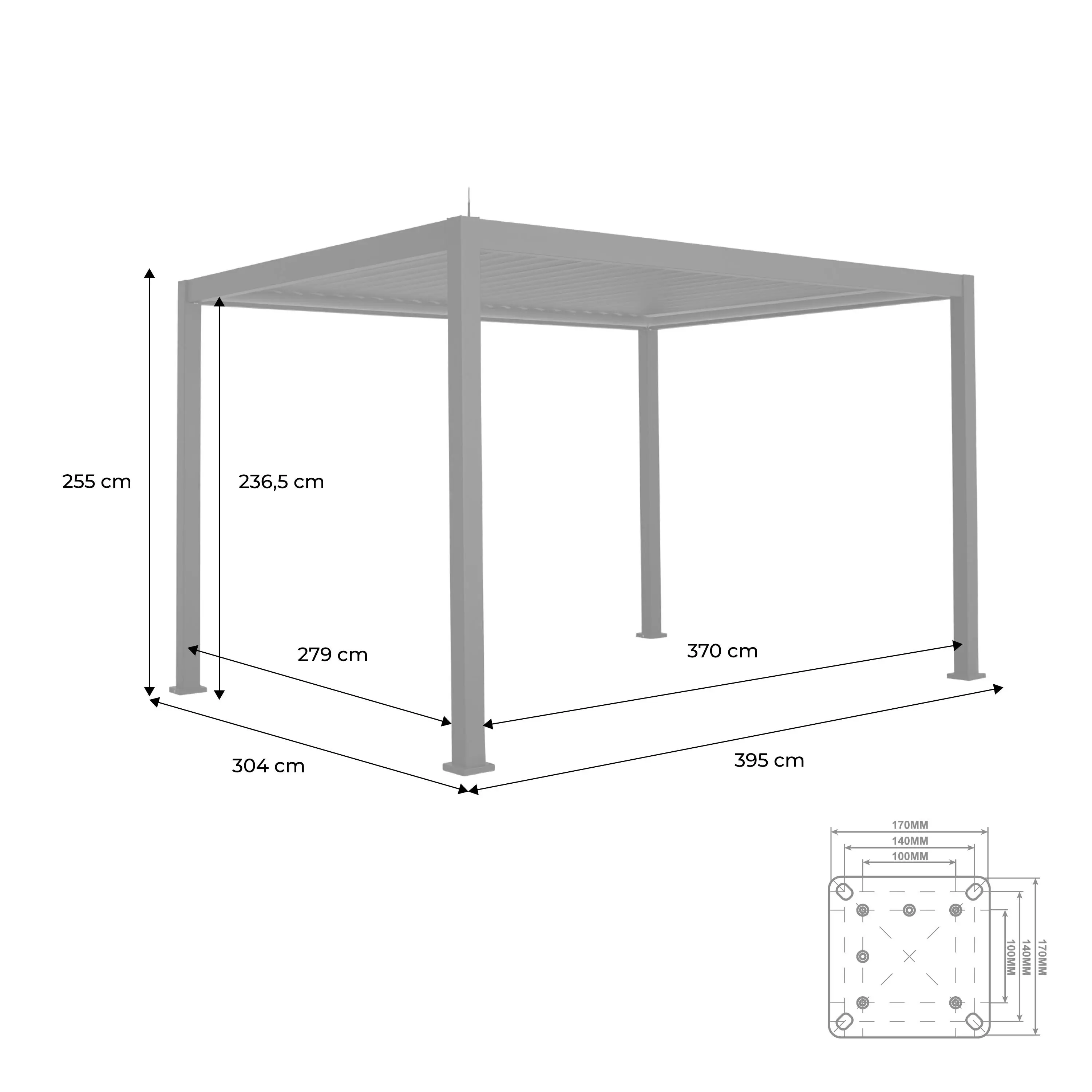 Pergola bioclimatique aluminium motorisée 4x3m avec éclairage LED Triomphe