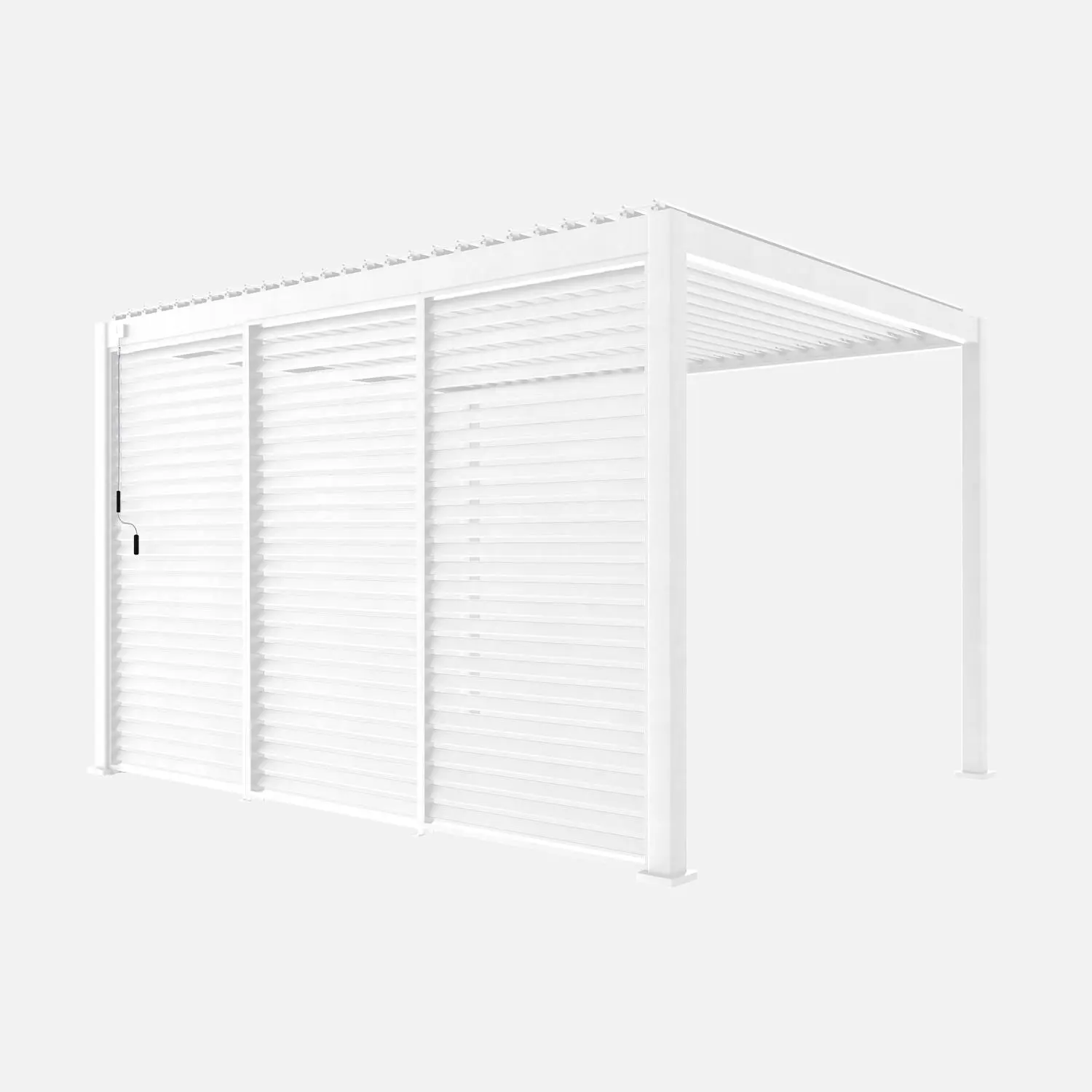 Pergola bioclimatique aluminium 4x3m + 3 persiennes 130cm Triomphe