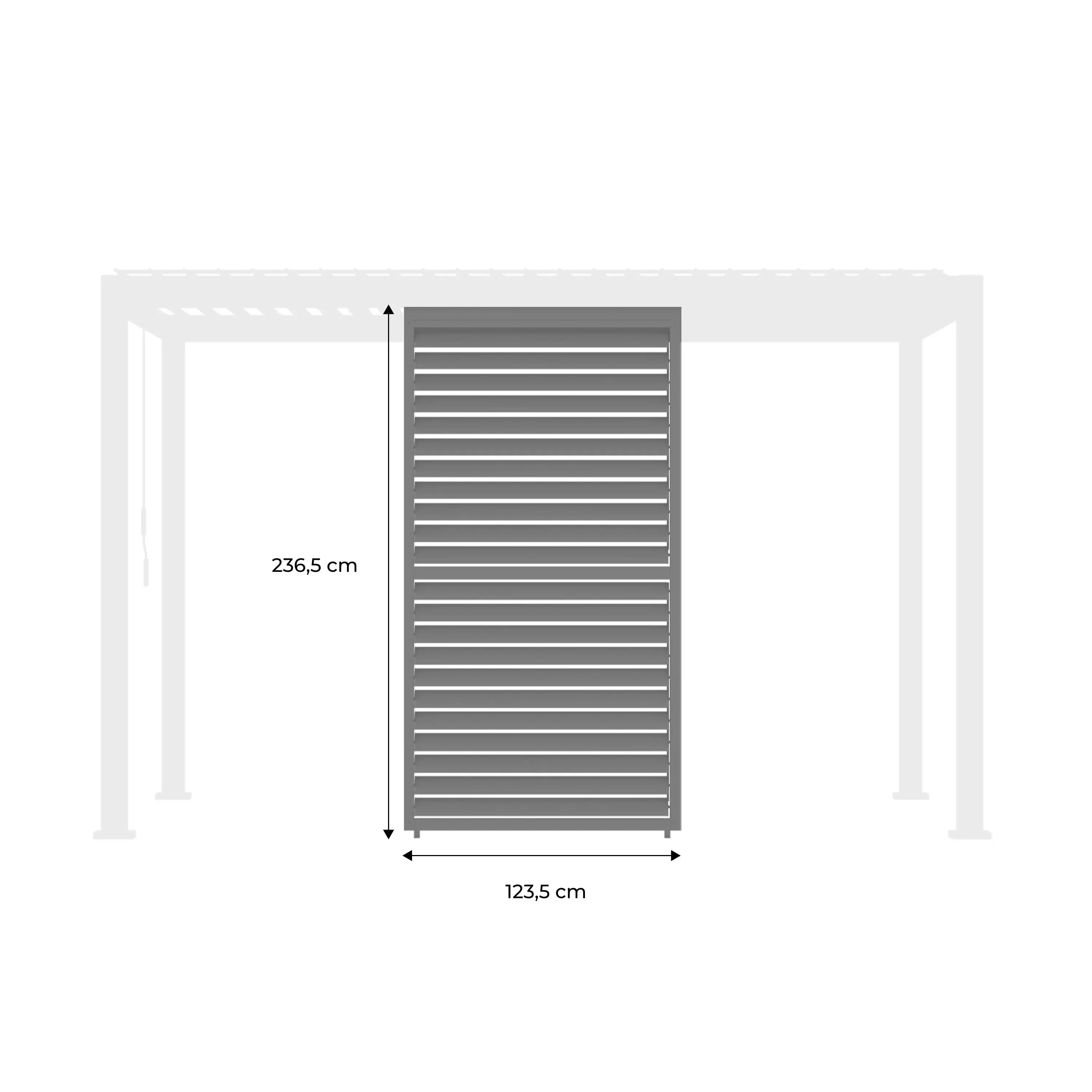 Persienne à lames orientables 130cm pour pergola bioclimatique aluminium 4x3m Triomphe