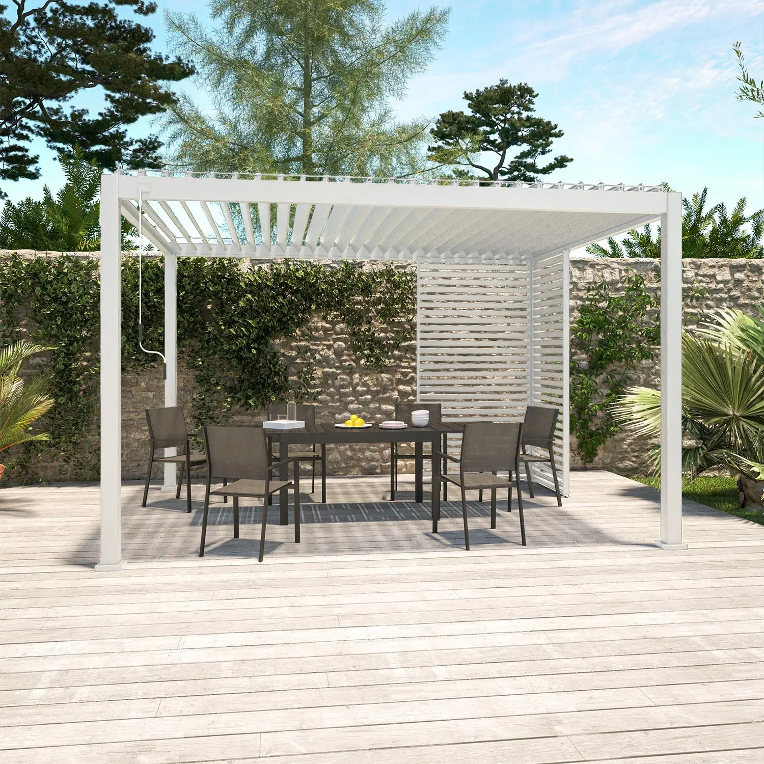 Persienne 130cm pour pergola bioclimatique aluminium 4x3m Triomphe