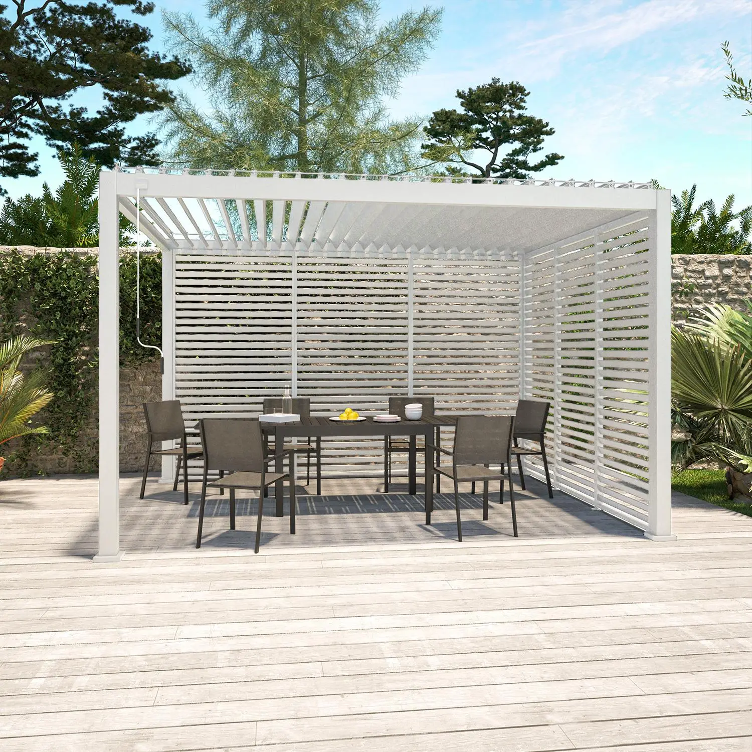 Persienne 130cm pour pergola bioclimatique aluminium 4x3m Triomphe