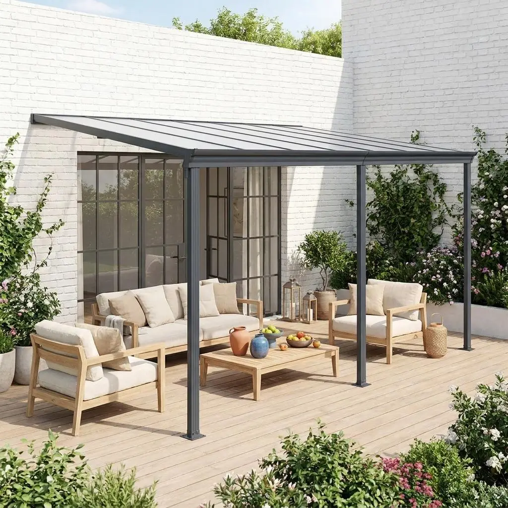 Pergola adossée aluminium 3x4m avec gouttière