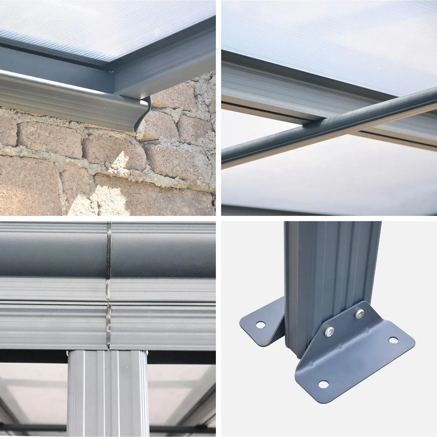 Pergola adossée aluminium 3x4m avec gouttière