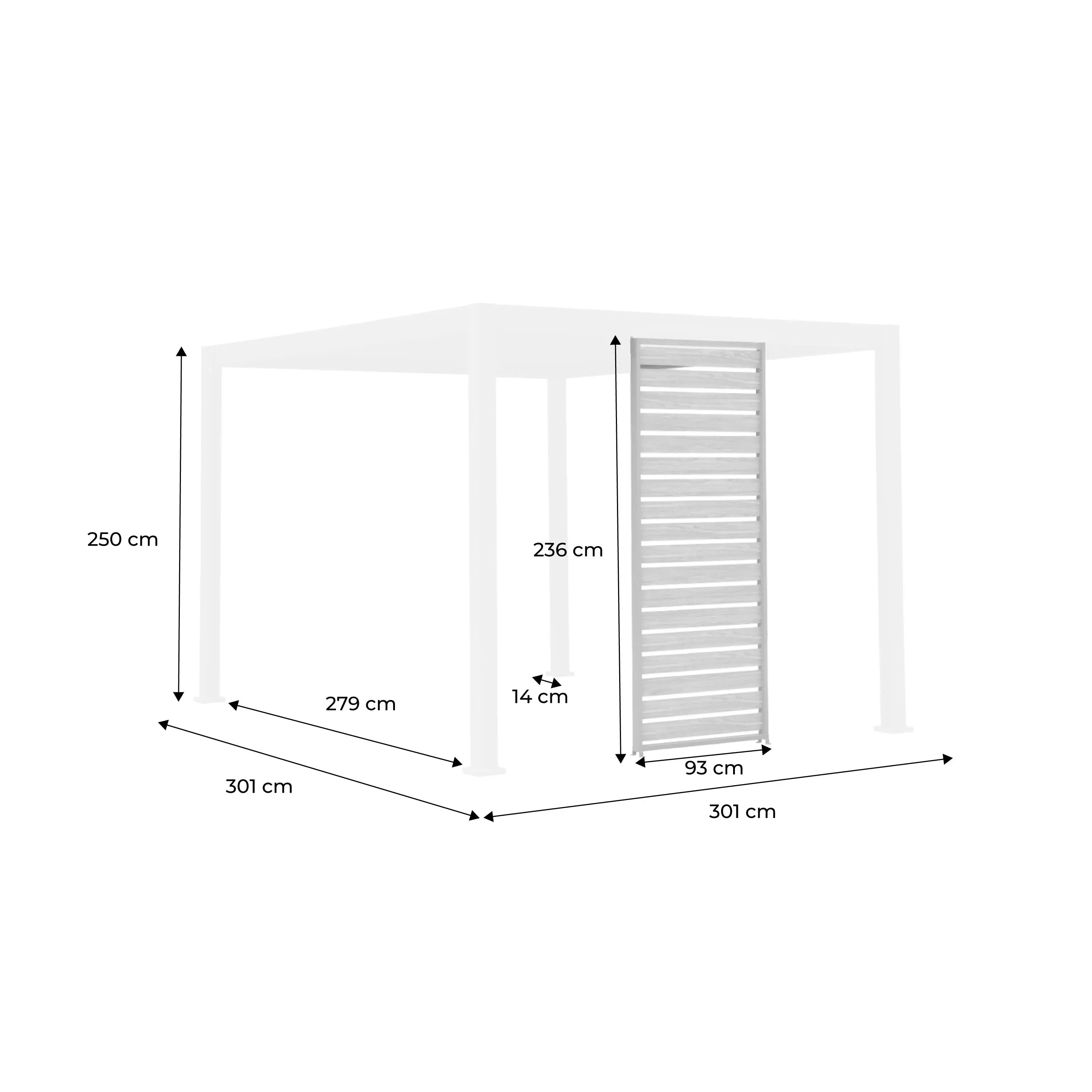 Persienne 100cm pour pergola bioclimatique aluminium 3x3m V2 3x4m 3x6m Triomphe