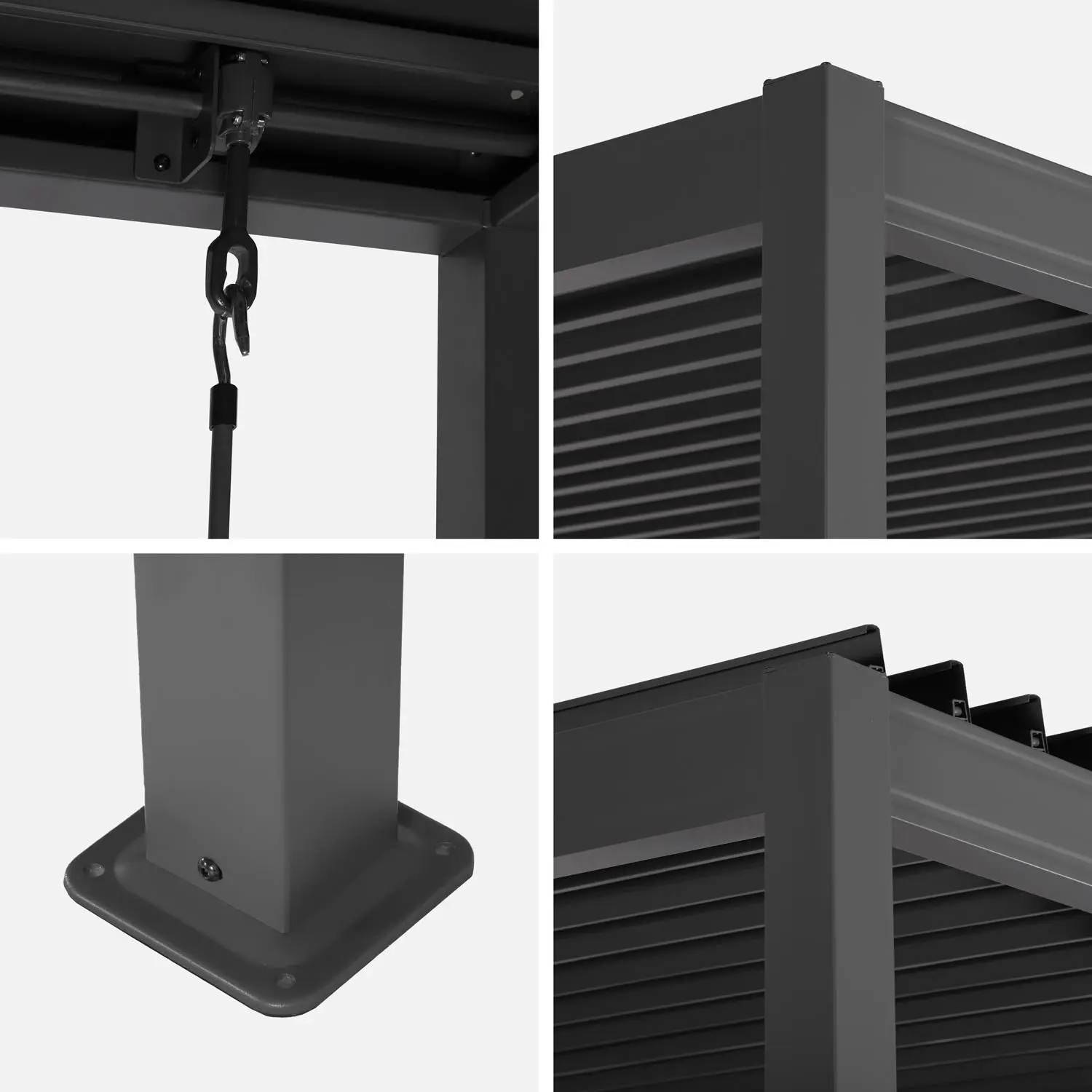 Pergola bioclimatique aluminium et acier lames orientables 3x3m Flash