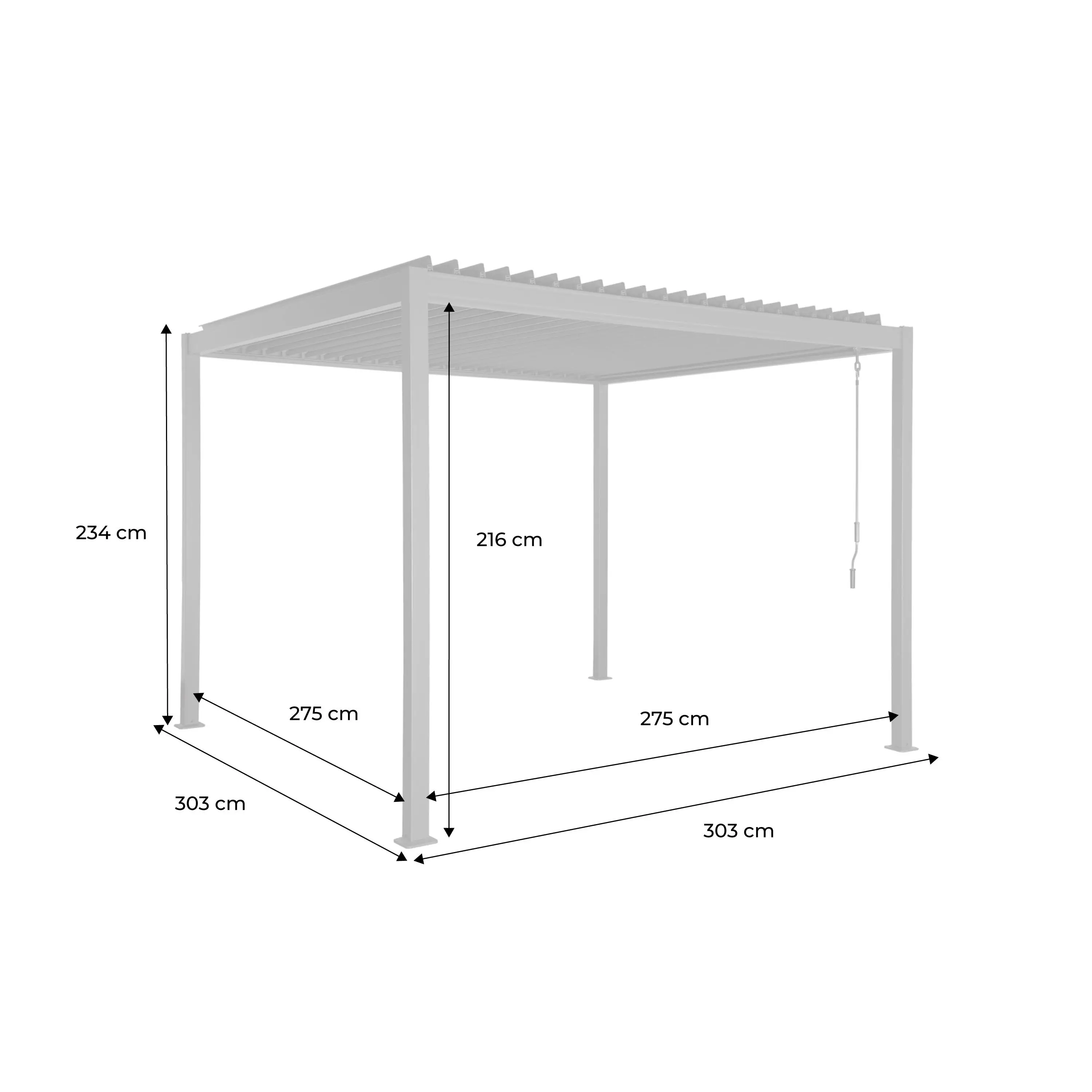 Pergola bioclimatique aluminium et acier lames orientables 3x3m Flash