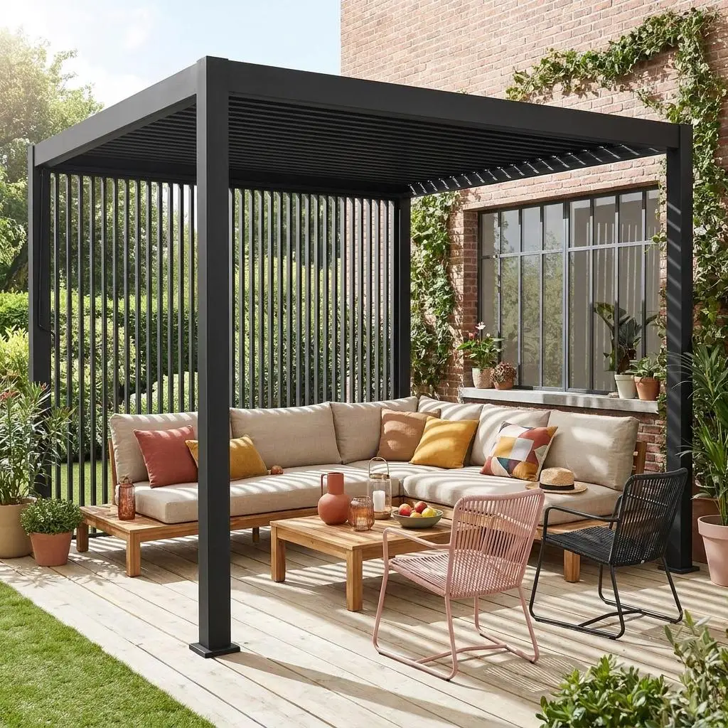 Lot de 3 persiennes verticales 100cm pergola bioclimatique Triomphe