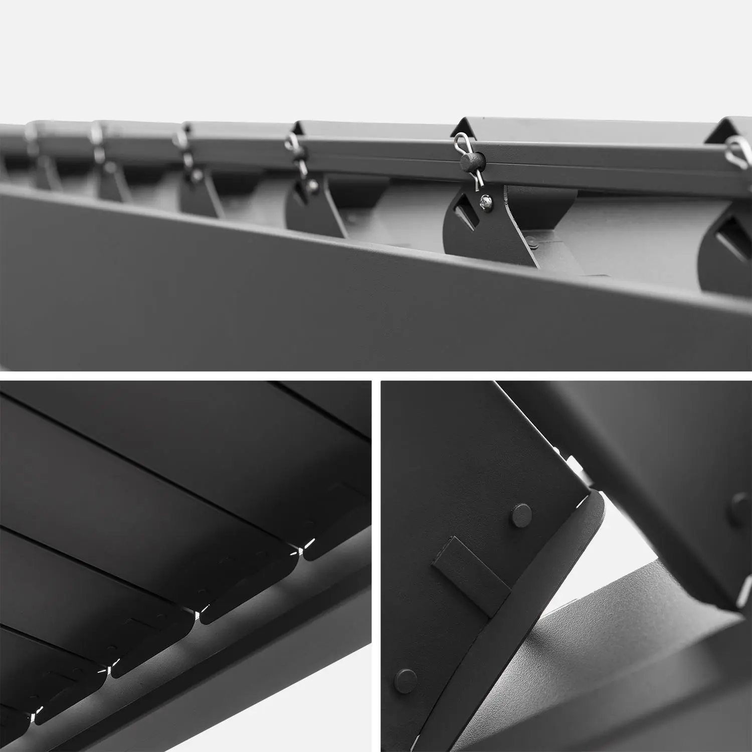 Pergola bioclimatique aluminium 4x3m + persiennes verticales 100cm et 130cm Triomphe