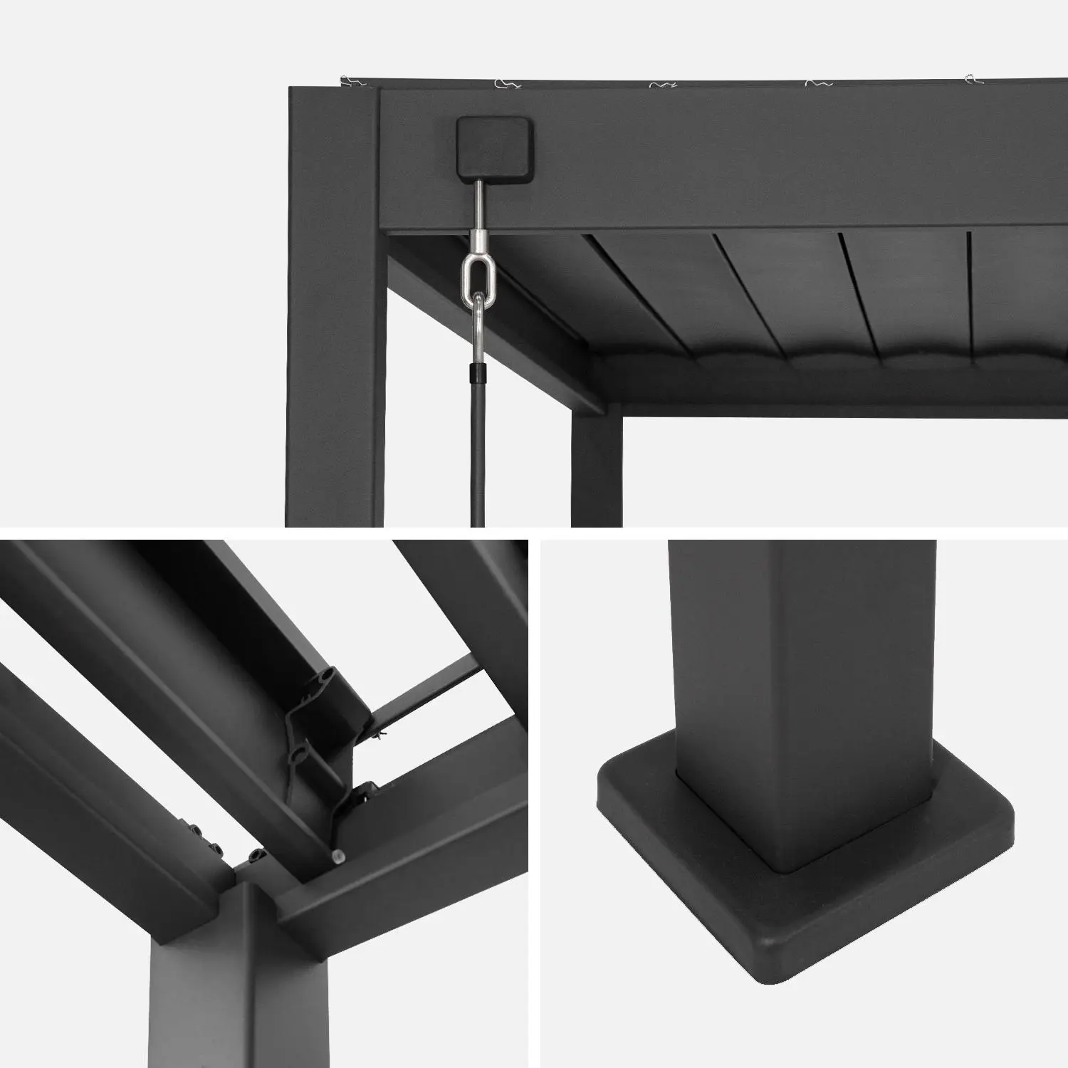 Pergola bioclimatique aluminium 4x3m + persiennes verticales 100cm et 130cm Triomphe