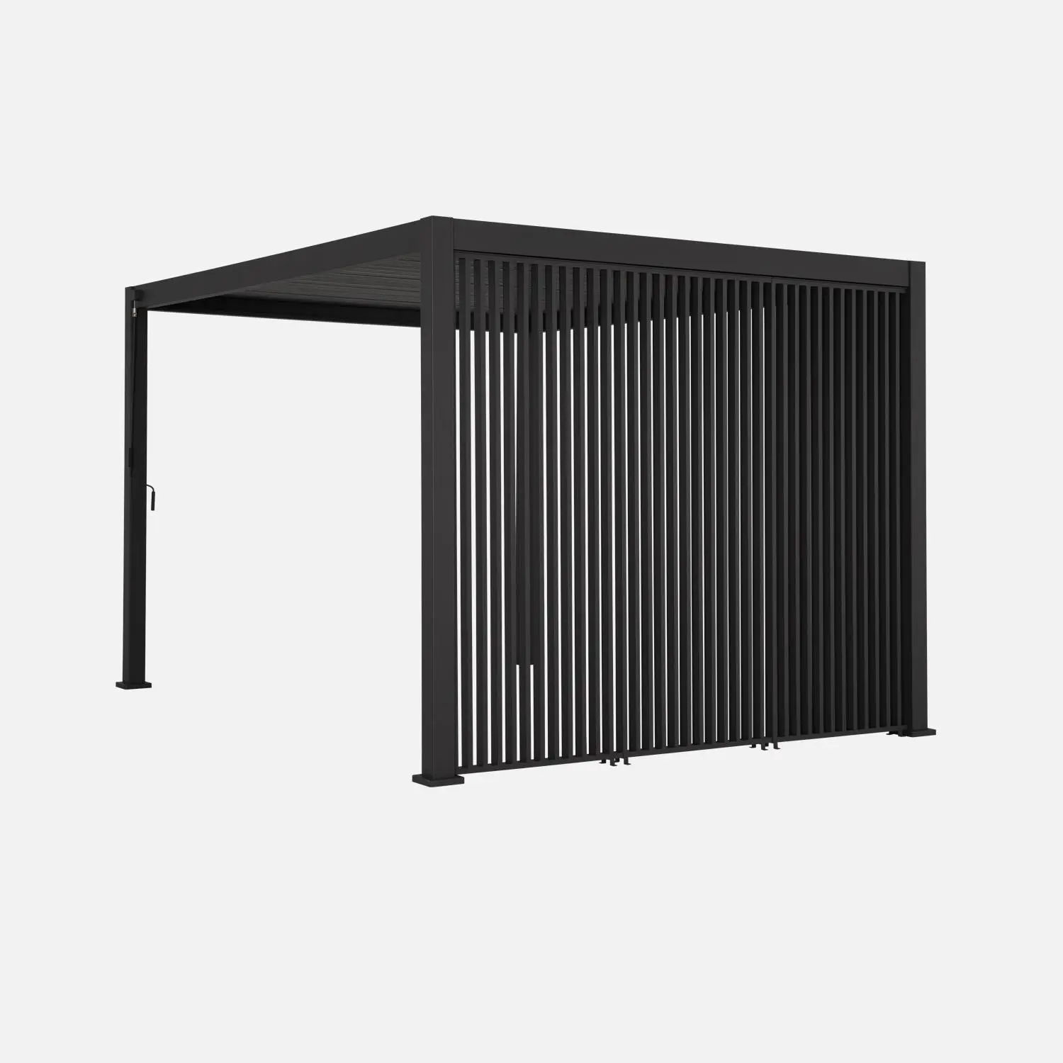 Pergola bioclimatique aluminium 4x3m + 3 persiennes verticales 100cm Triomphe